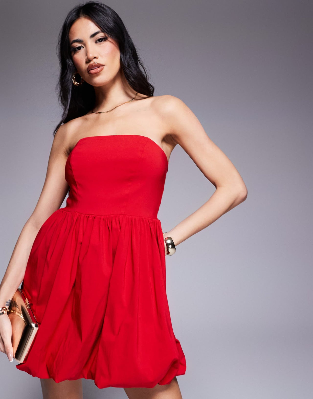 River Island bandeau mini dress in red