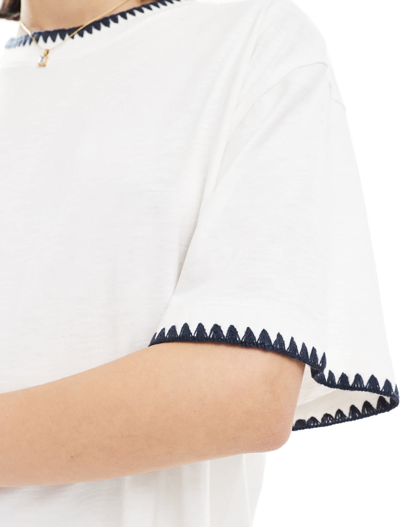 ASOS DESIGN slubby oversized t-shirt with ricrac detail in white