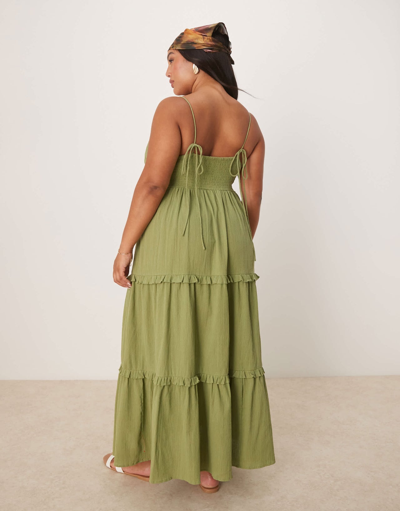 ASOS DESIGN Curve crinkle cami maxi dress in olive