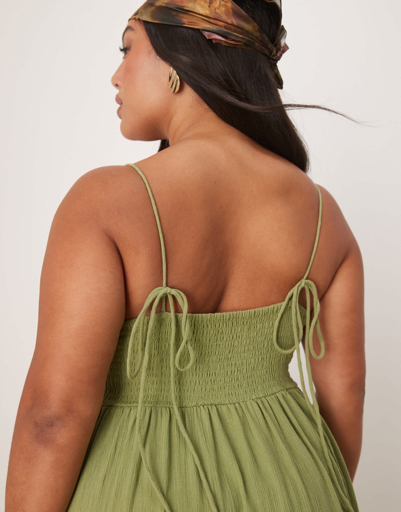 ASOS DESIGN Curve crinkle cami maxi dress in olive