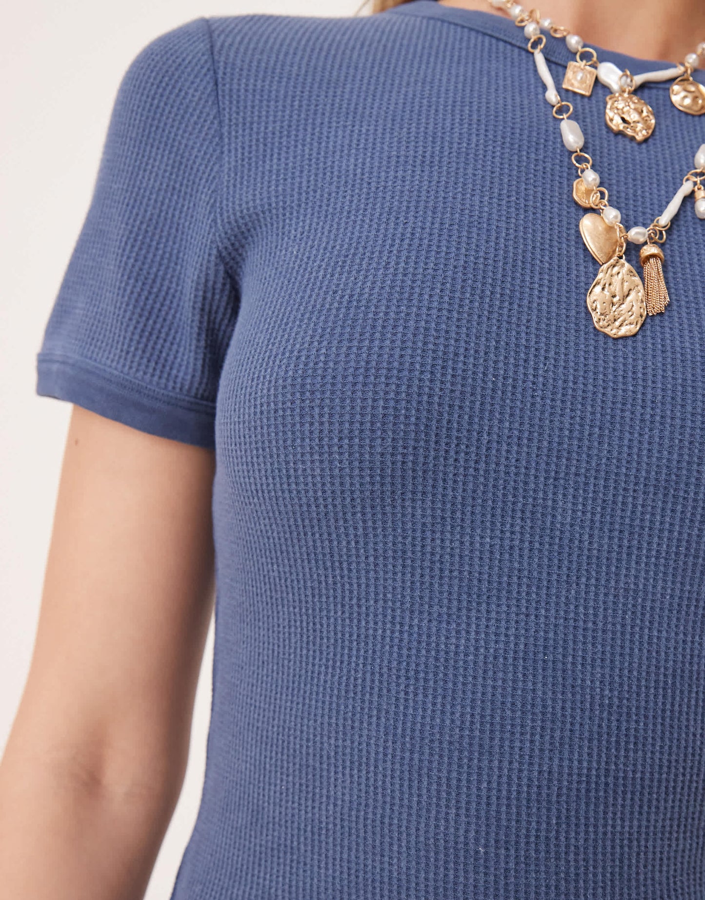 ASOS DESIGN waffle baby tee in washed navy