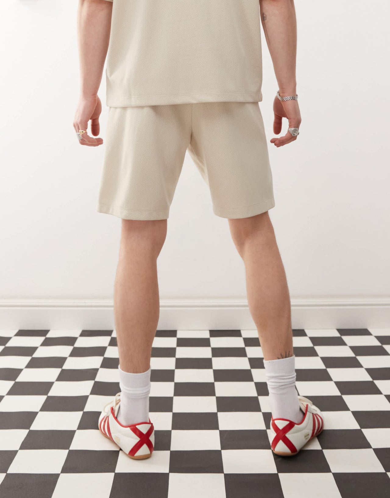 Umbro panelled mesh shorts in beige