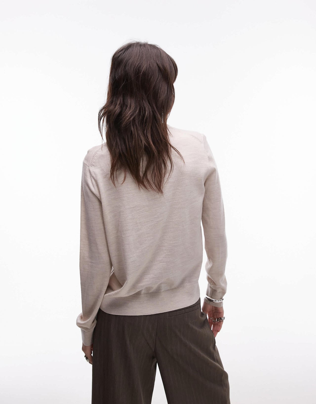 ARKET merino wool knitted cardigan in off white