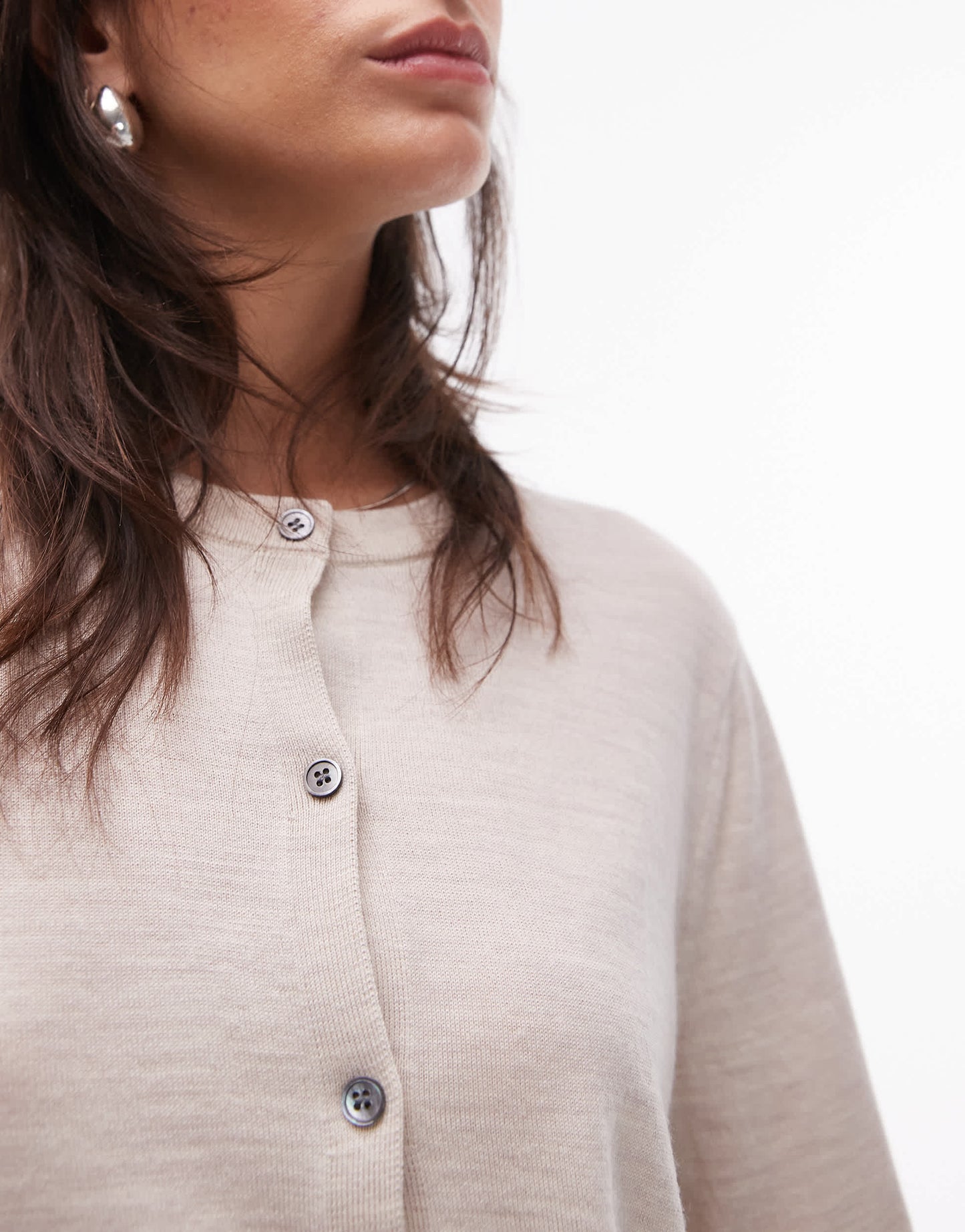 ARKET merino wool knitted cardigan in off white