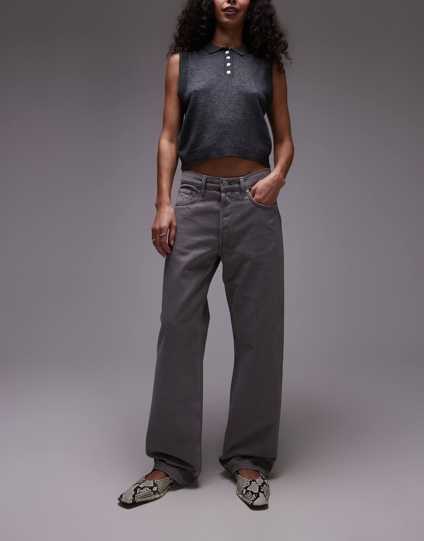 ARKET Shore low waist relaxed boyfriend fit jeans in soft grey wash