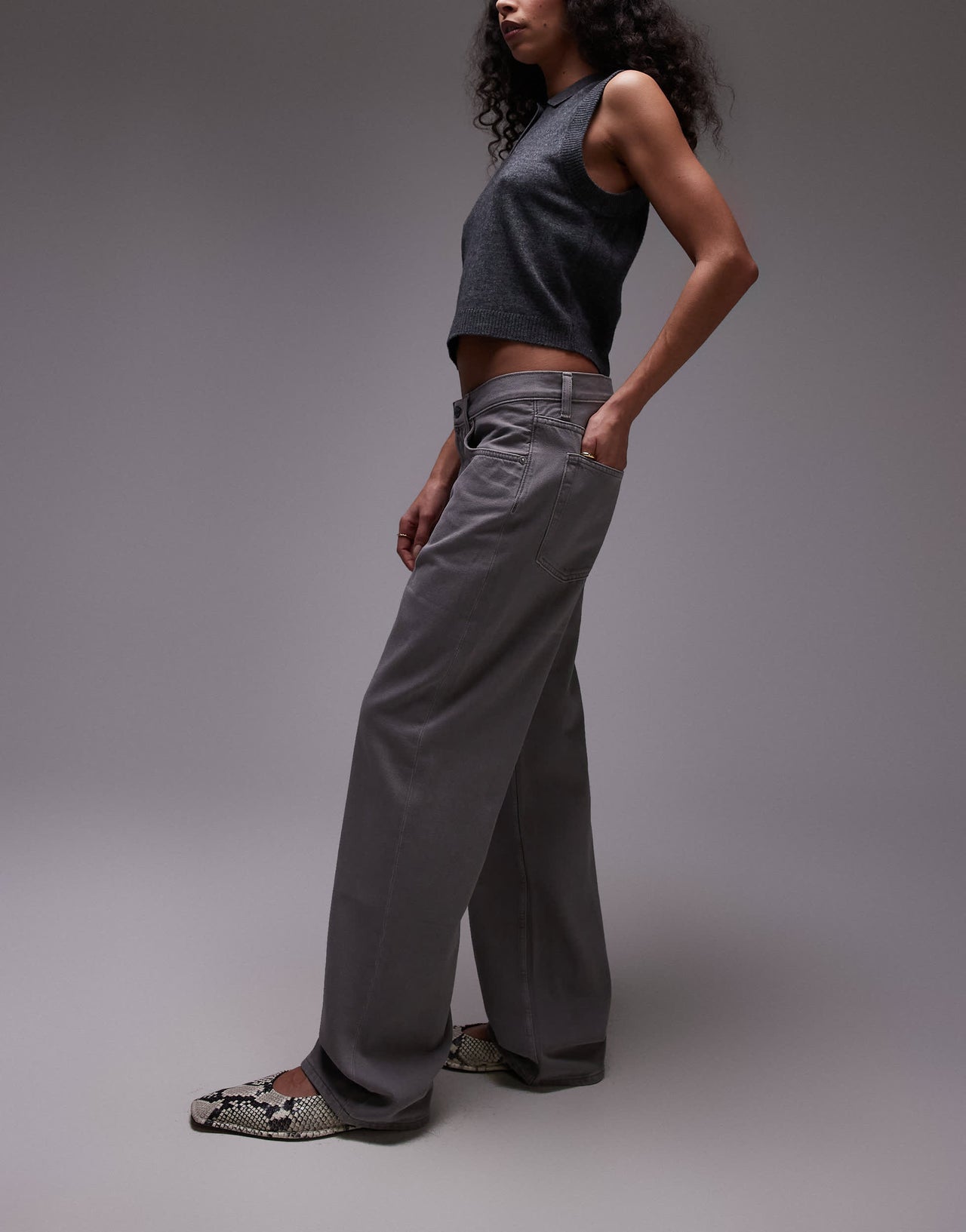 ARKET Shore low waist relaxed boyfriend fit jeans in soft grey wash