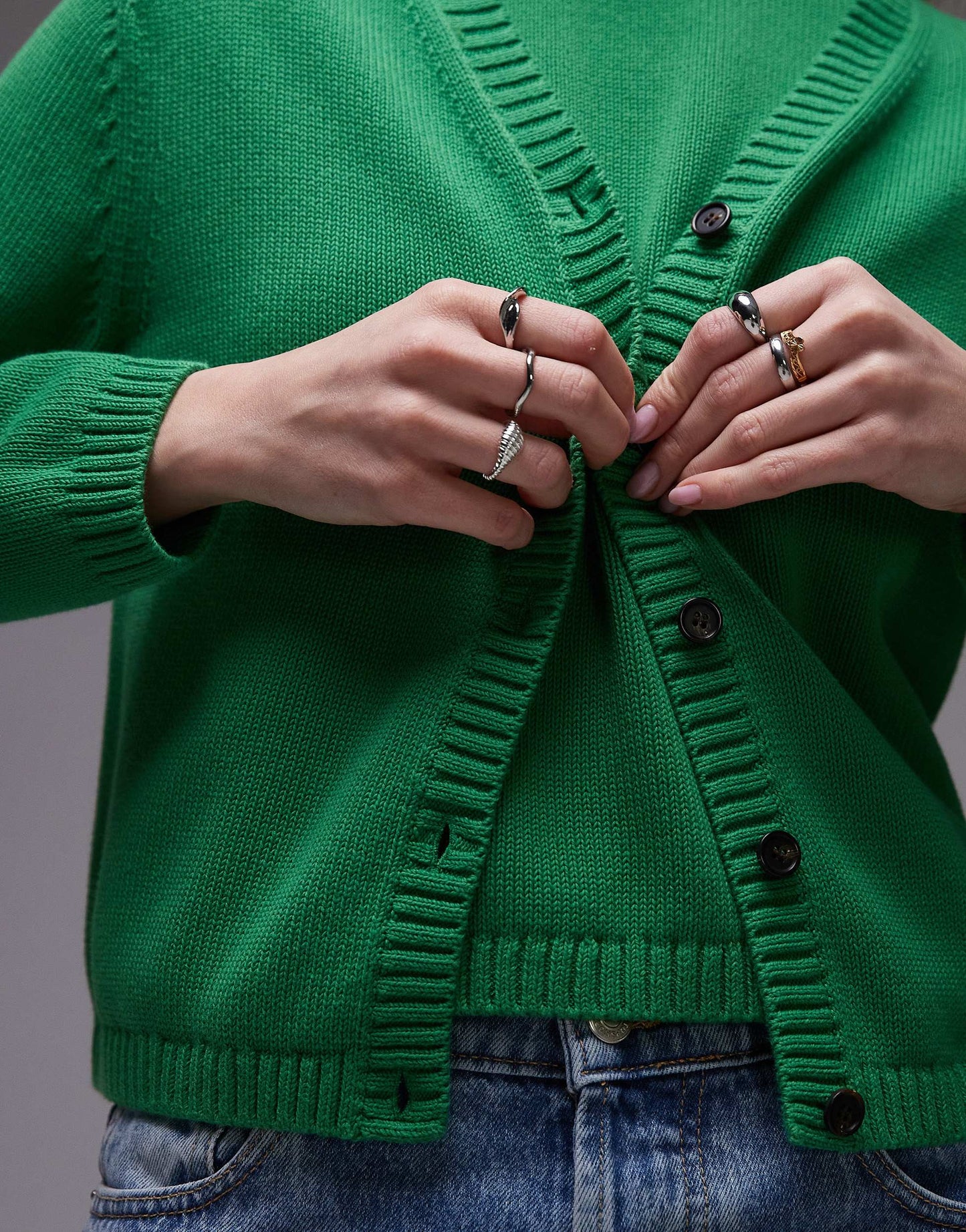 ARKET co-ord knitted cardigan with button front  in green