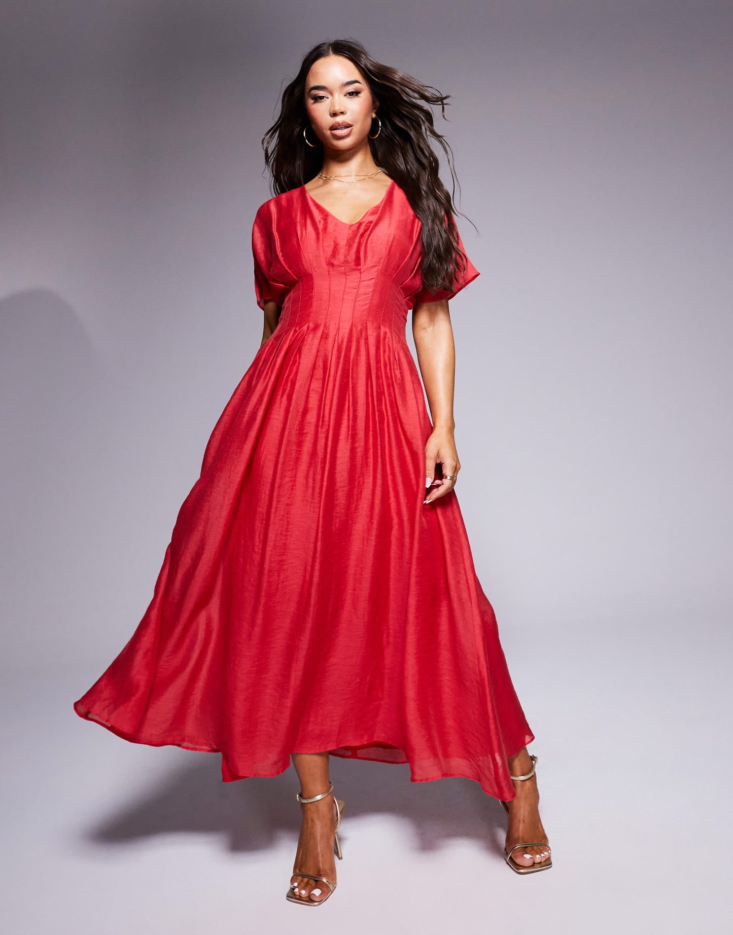 Ever New puff sleeve maxi dress in red