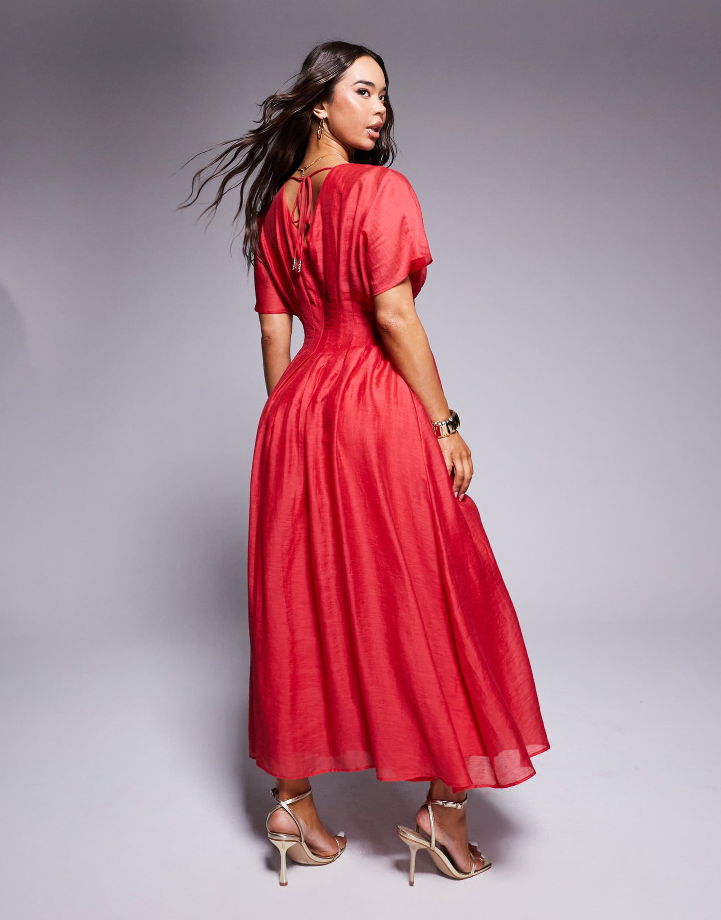 Ever New puff sleeve maxi dress in red