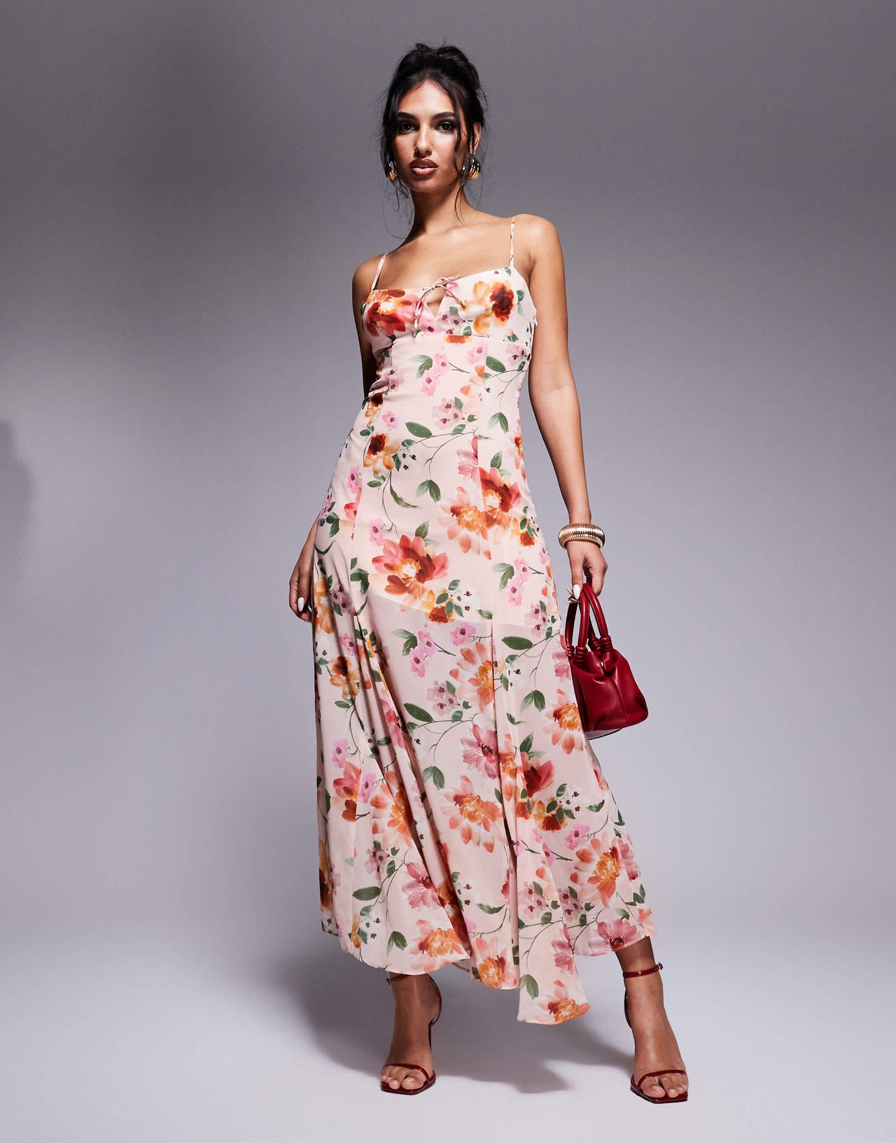 Ever New strappy midaxi dress in pink floral