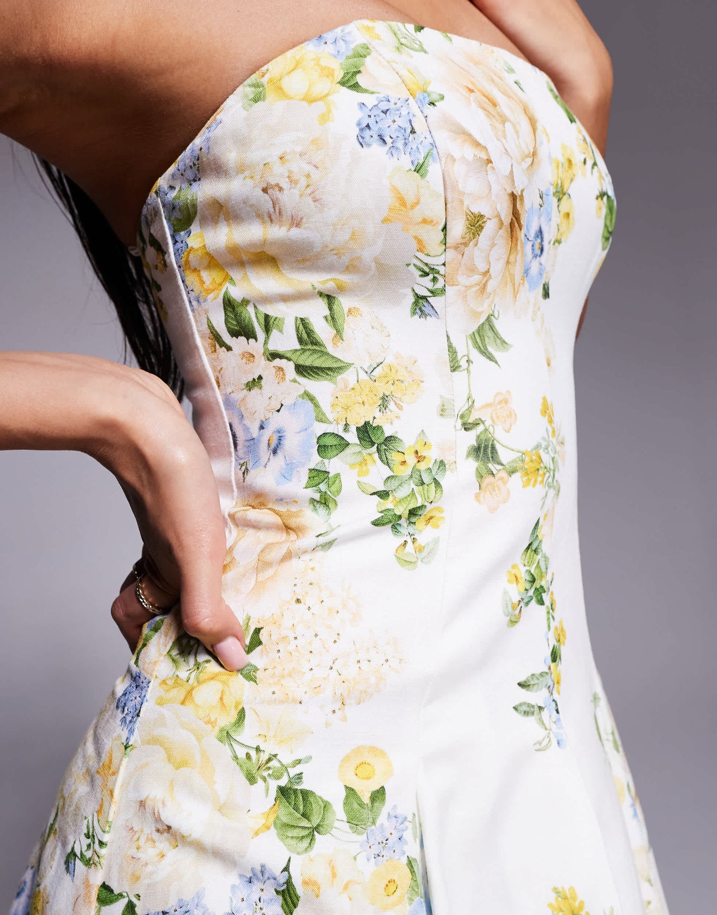 Ever New stuctured midaxi in yellow and green floral