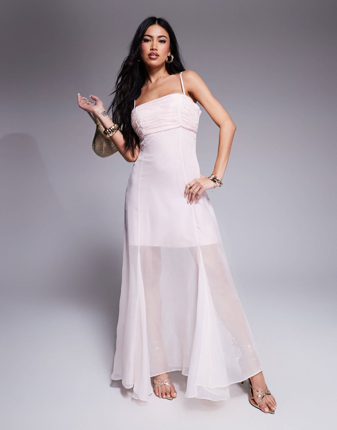 Ever New sheer maxi dress in powder pink