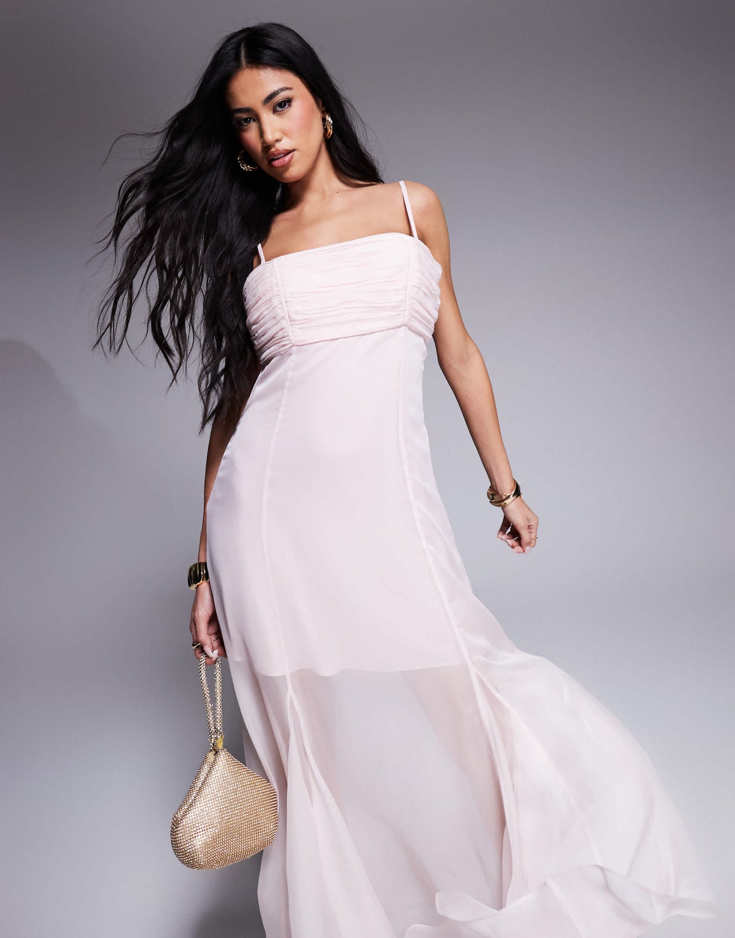 Ever New sheer maxi dress in powder pink