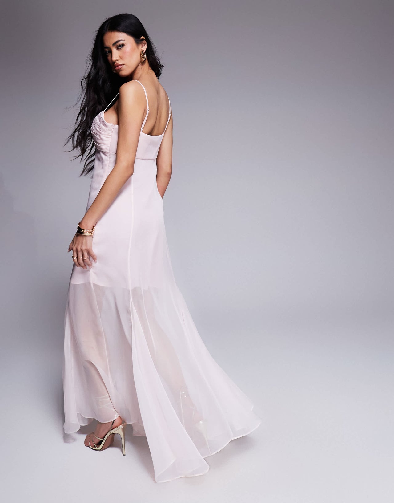 Ever New sheer maxi dress in powder pink