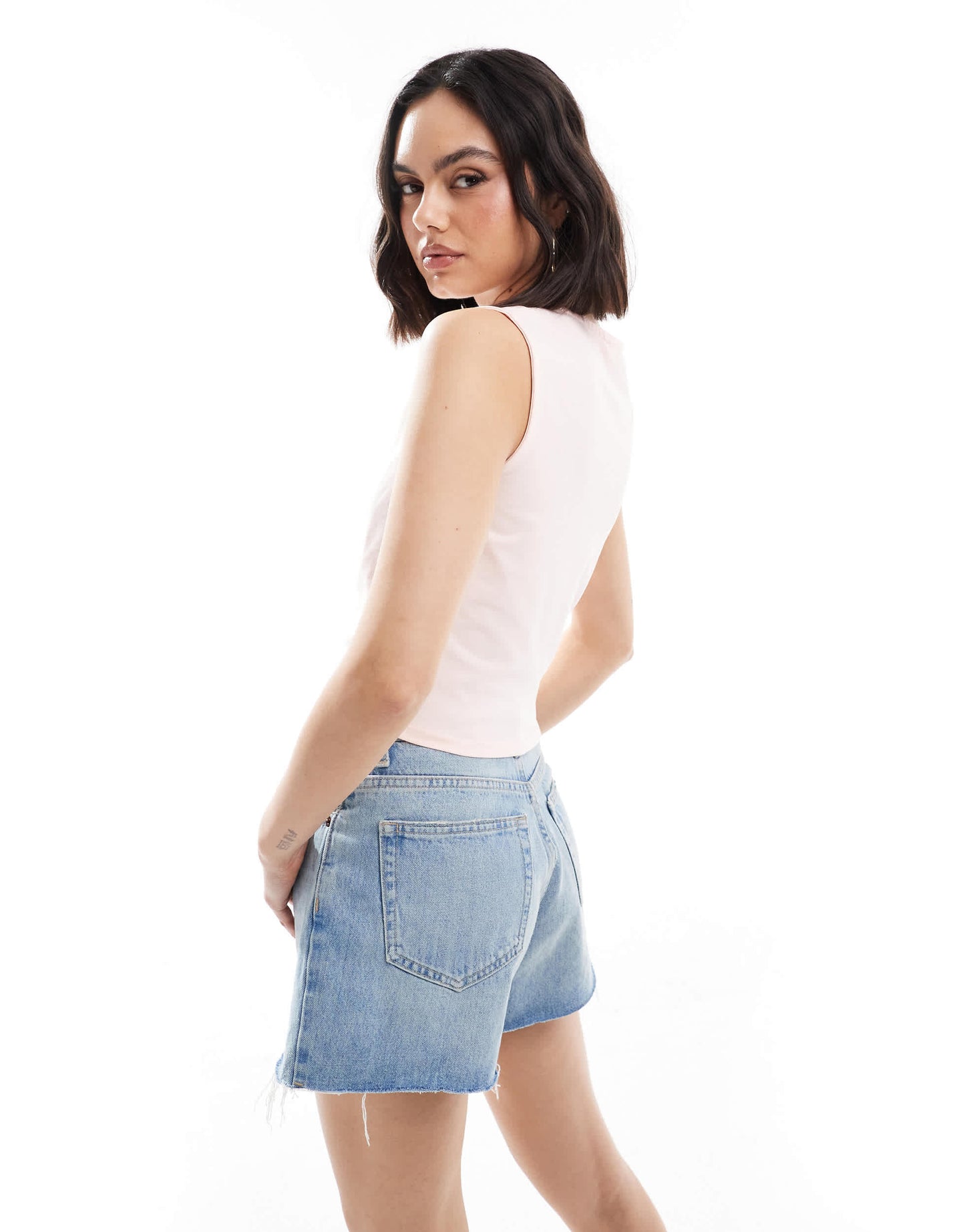 The Frolic exclusive sleeveless boatneck top with heart hardware detail in baby pink