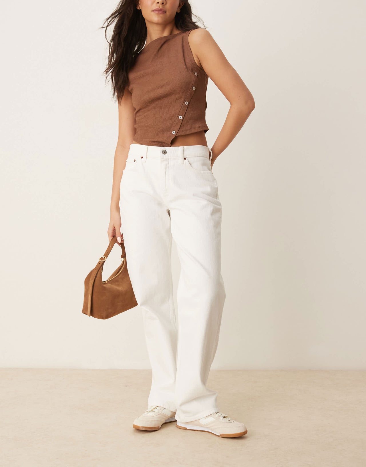 Abercrombie & Fitch Curve low rise 90s relaxed in clean white