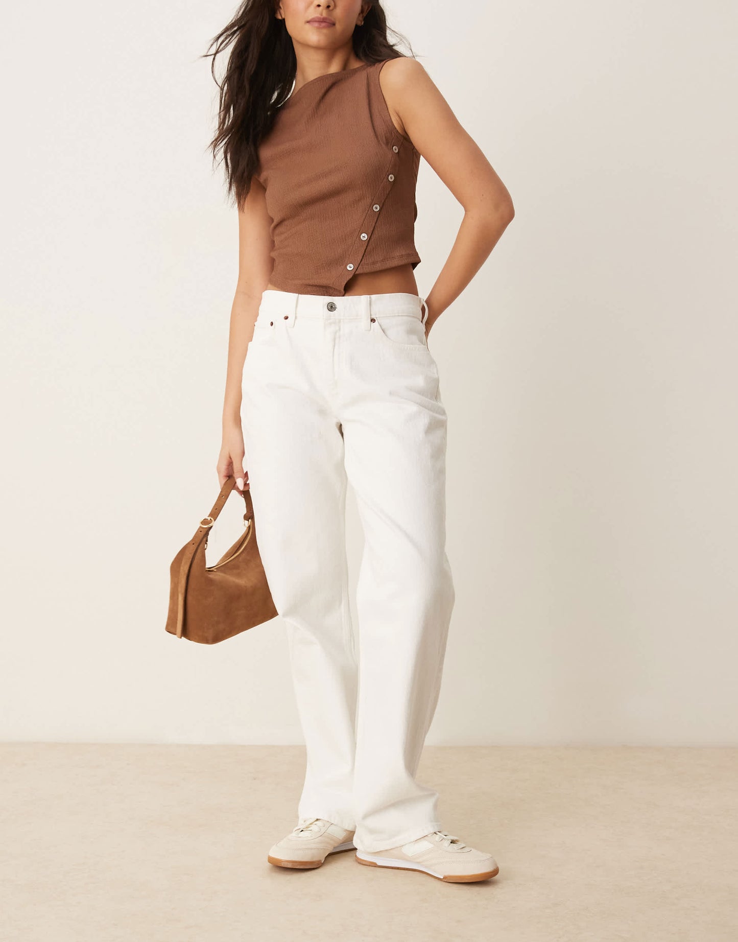 Abercrombie & Fitch Curve low rise 90s relaxed in clean white