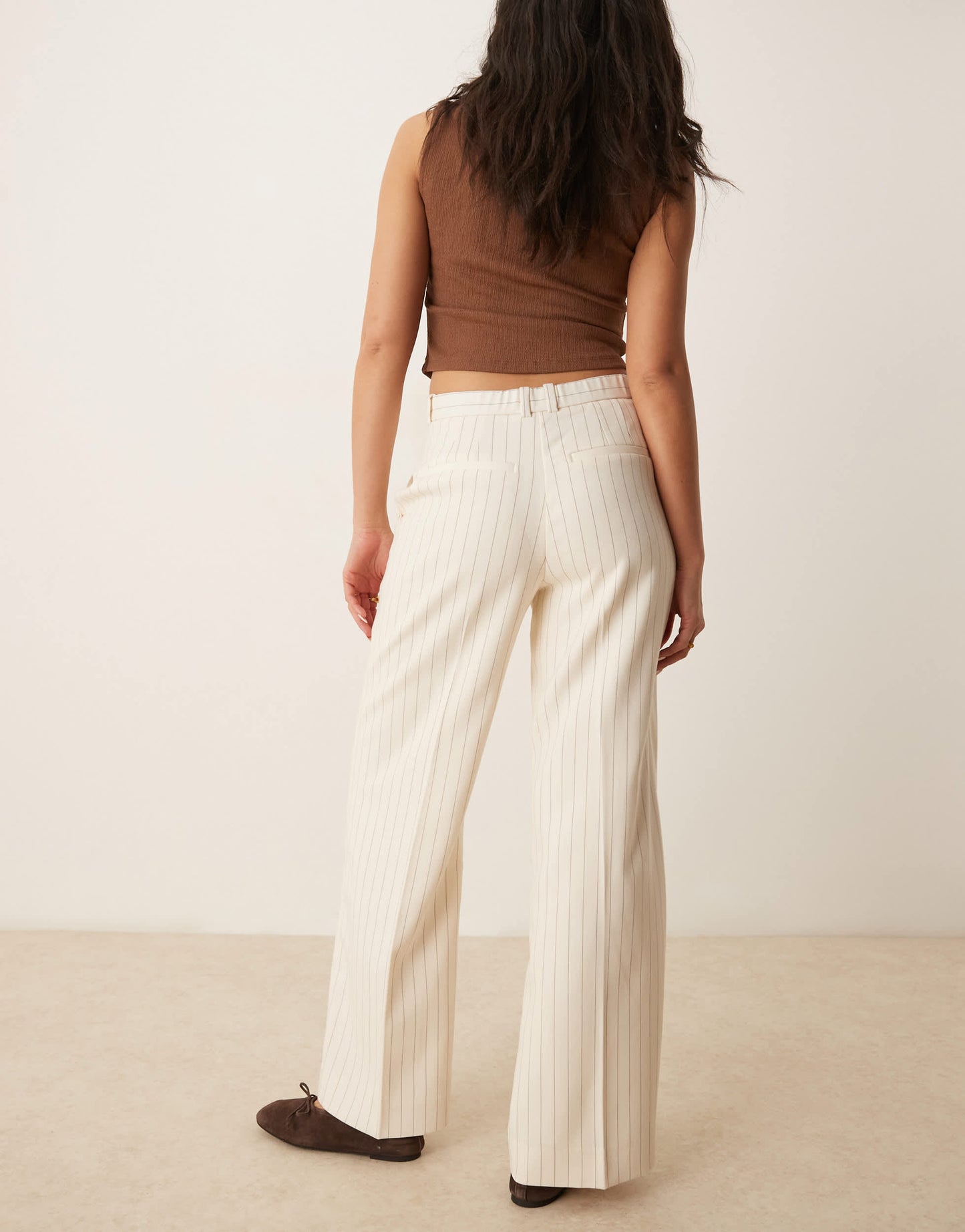 Abercrombie & Fitch high rise loose trousers in cream pinstripe