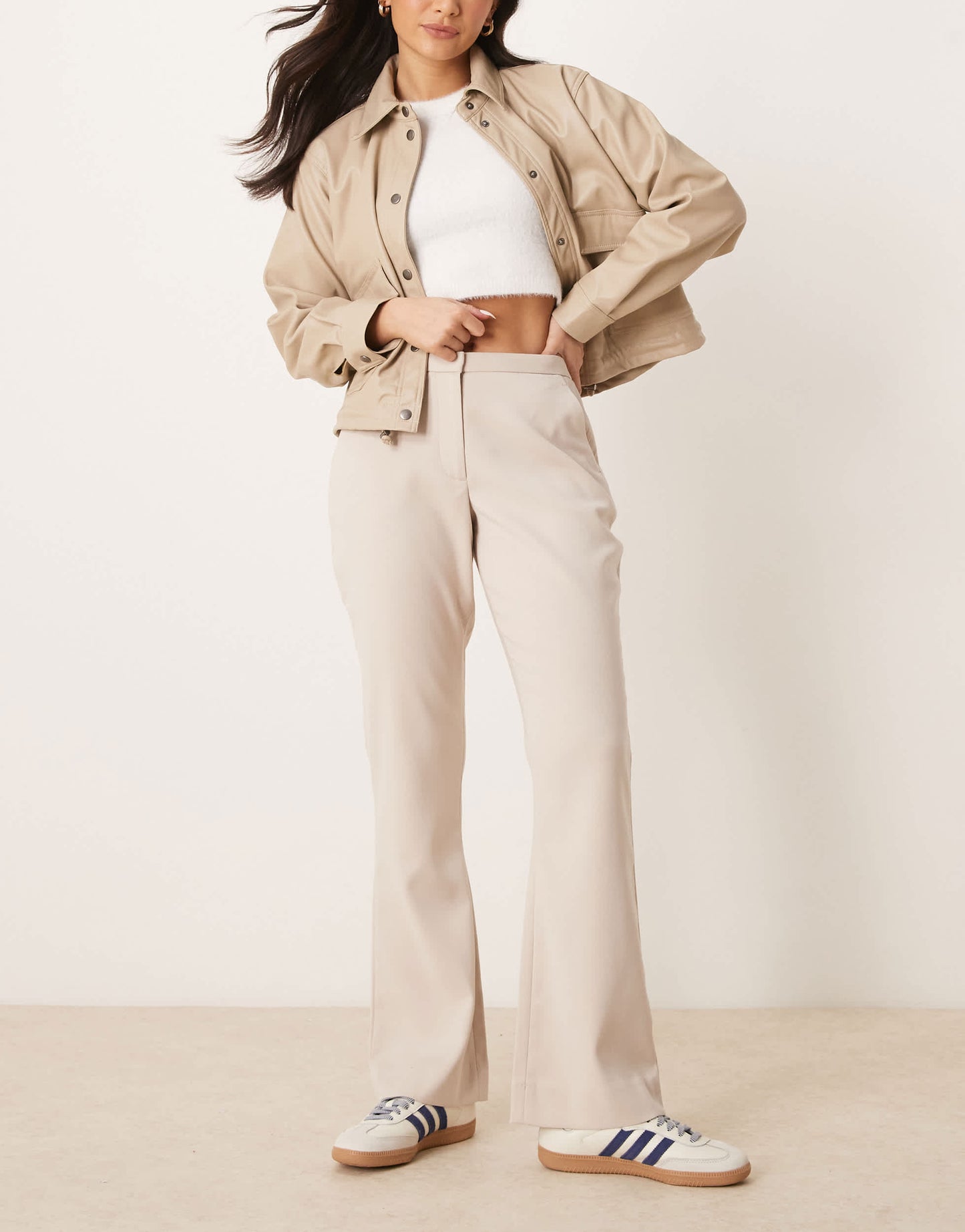 Abercrombie & Fitch curvy low rise bootcut trousers in grey
