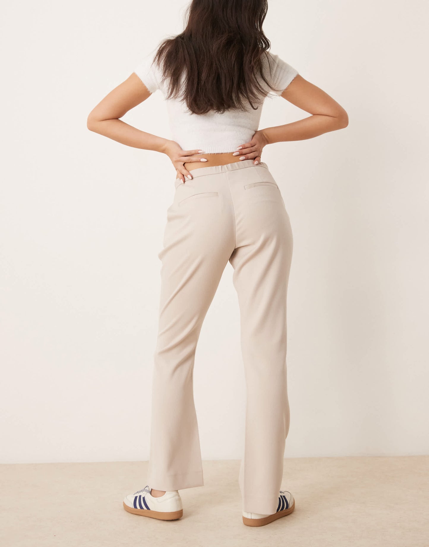 Abercrombie & Fitch curvy low rise bootcut trousers in grey