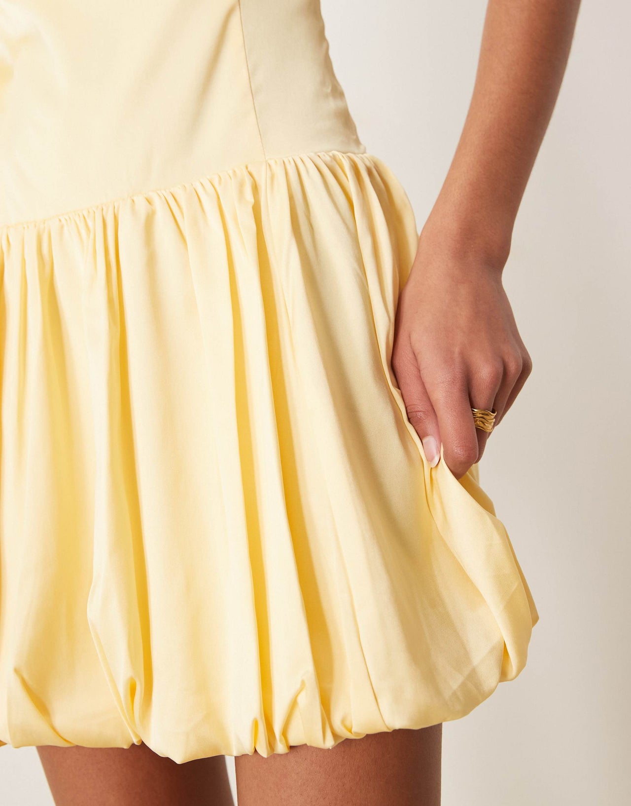 Abercrombie & Fitch high neck sleeveless bubble skirt open back mini dress in yellow