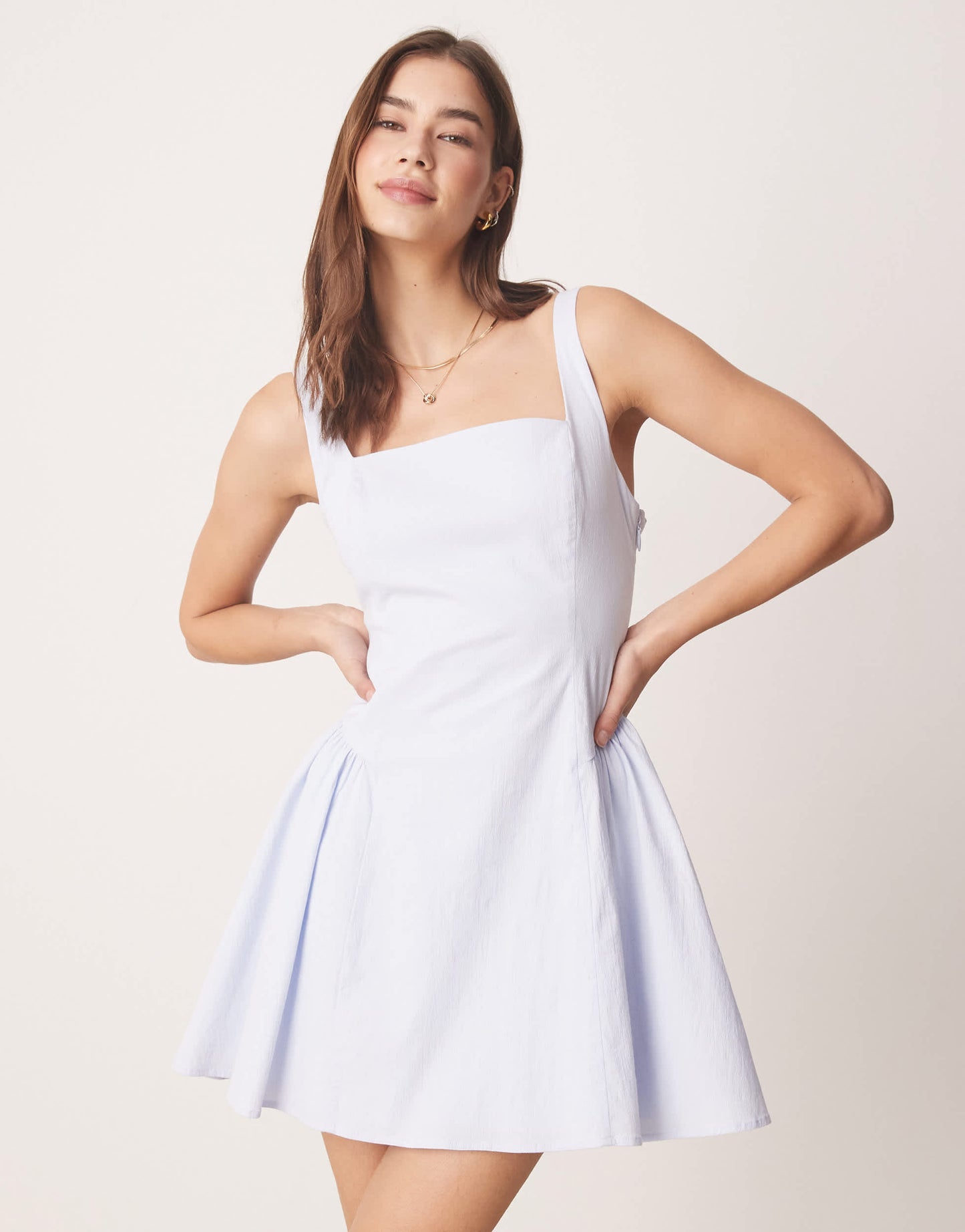 Abercrombie & Fitch sleeveless flare mini dress in blue