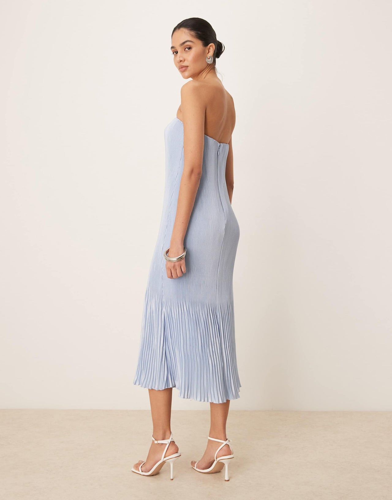Abercrombie & Fitch strapless giselle pleat maxi dress in blue