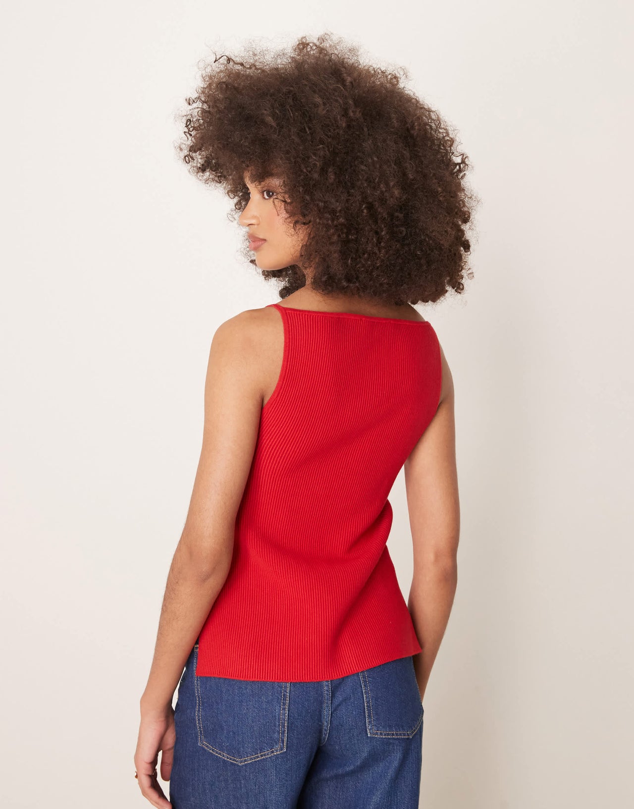 Abercrombie & Fitch high neck knitted tank top with side slits in red