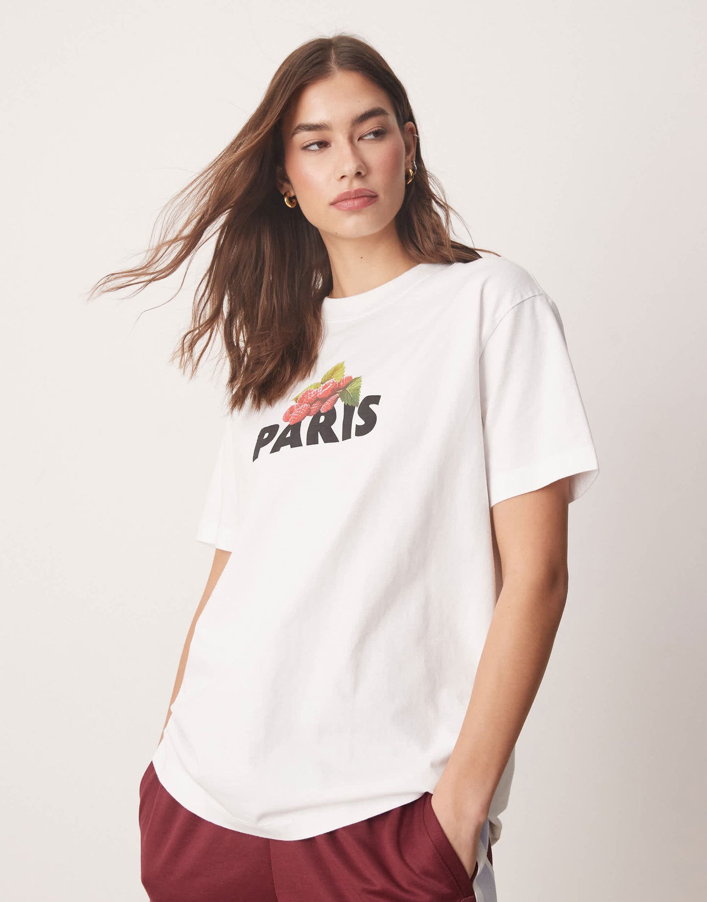 Abercrombie & Fitch short sleeve oversized paris graphic t-shirt in white