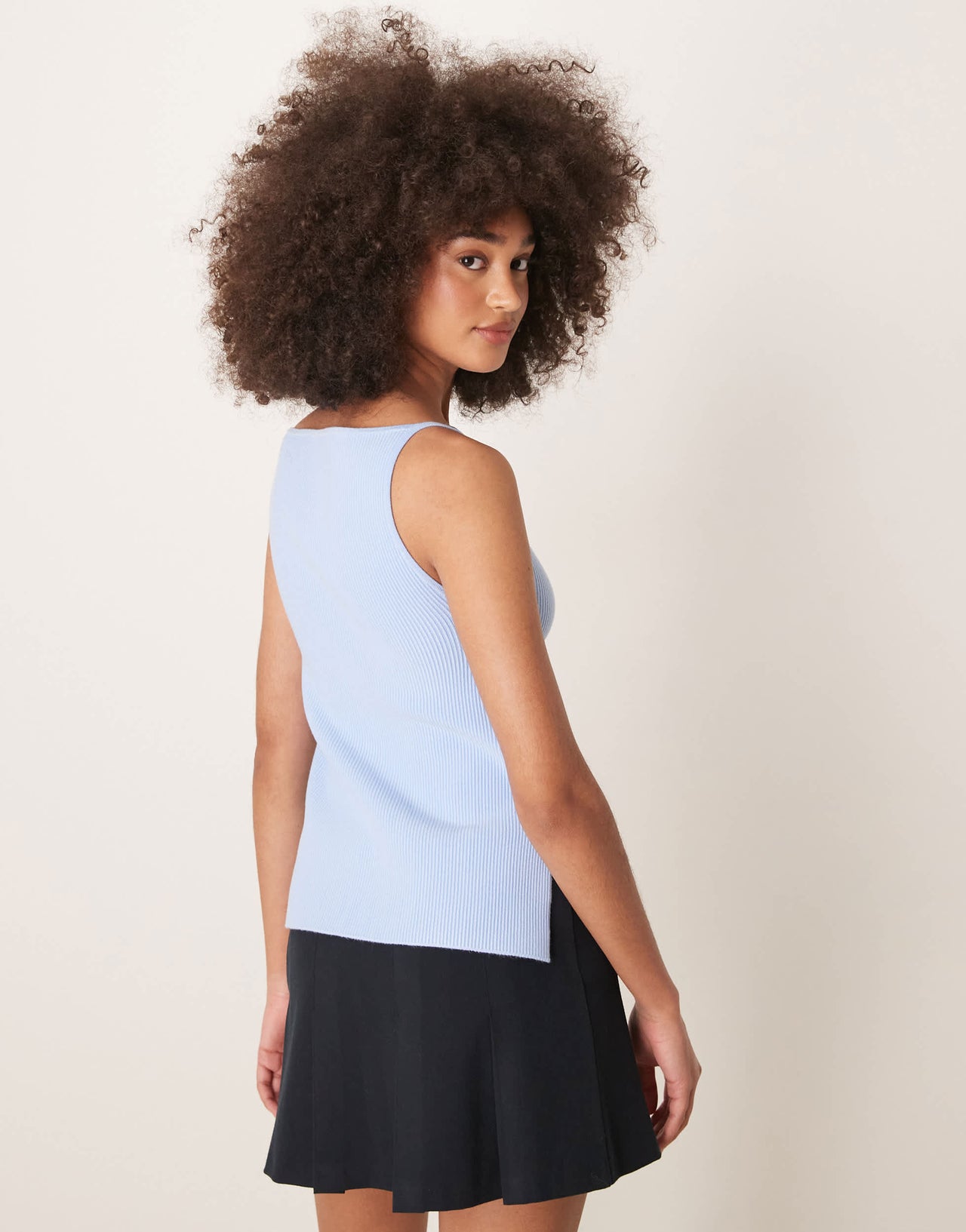 Abercrombie & Fitch high neck knitted tank top with side slits in blue