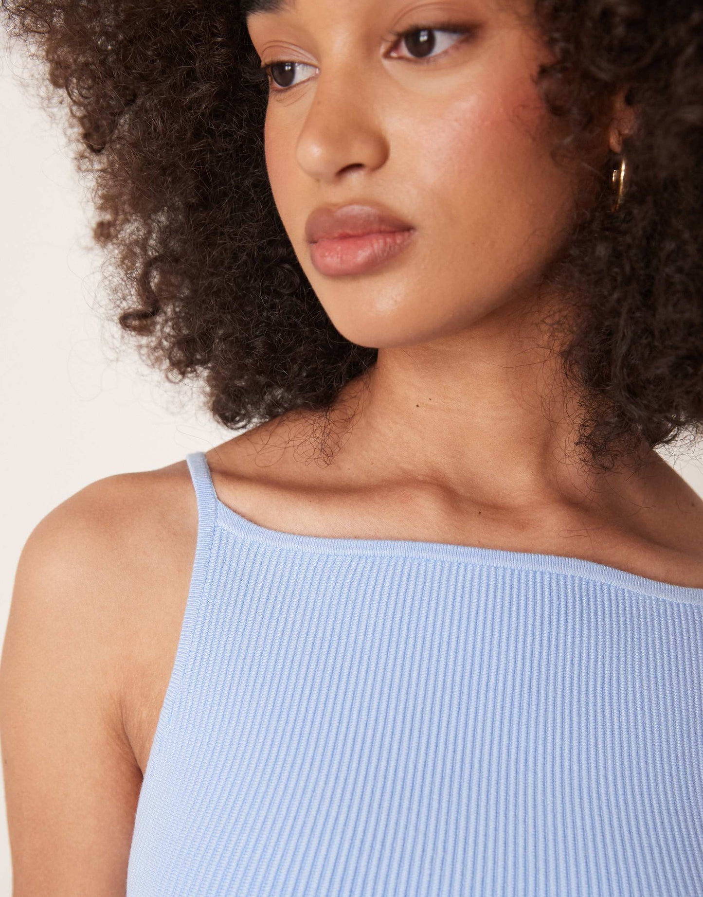 Abercrombie & Fitch high neck knitted tank top with side slits in blue