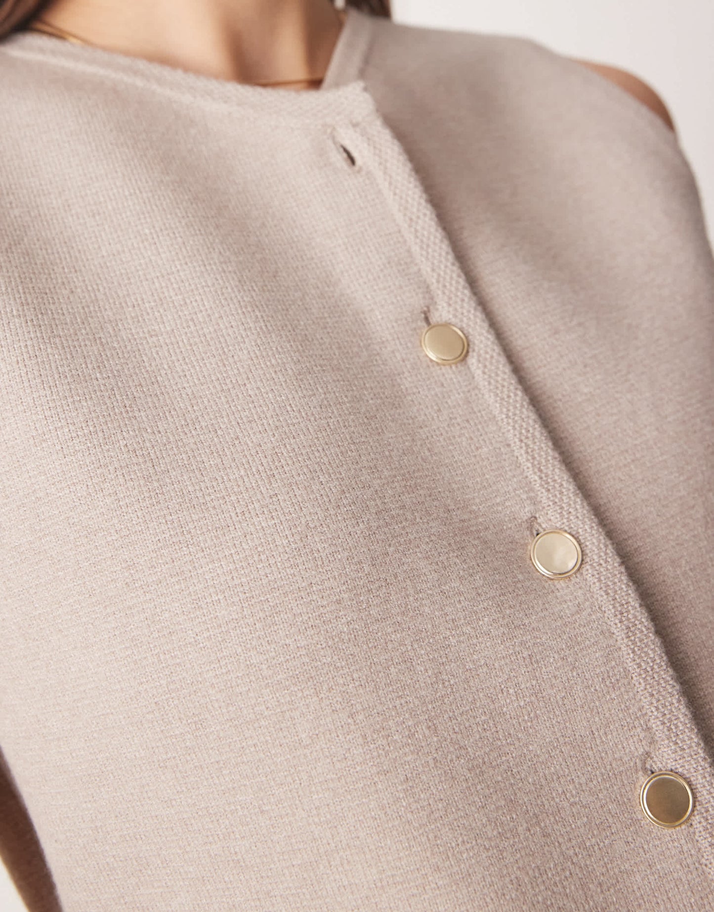 Abercrombie & Fitch high neck button through knit vest in taupe