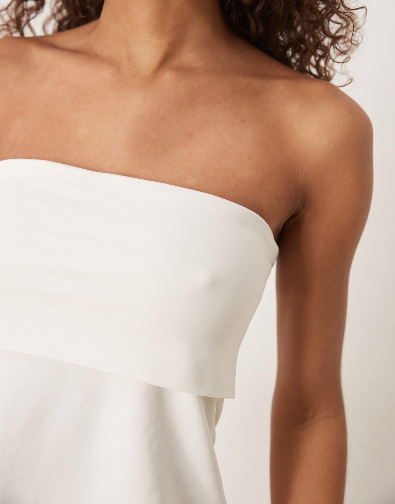 Abercrombie & Fitch foldover longline tube top in cream