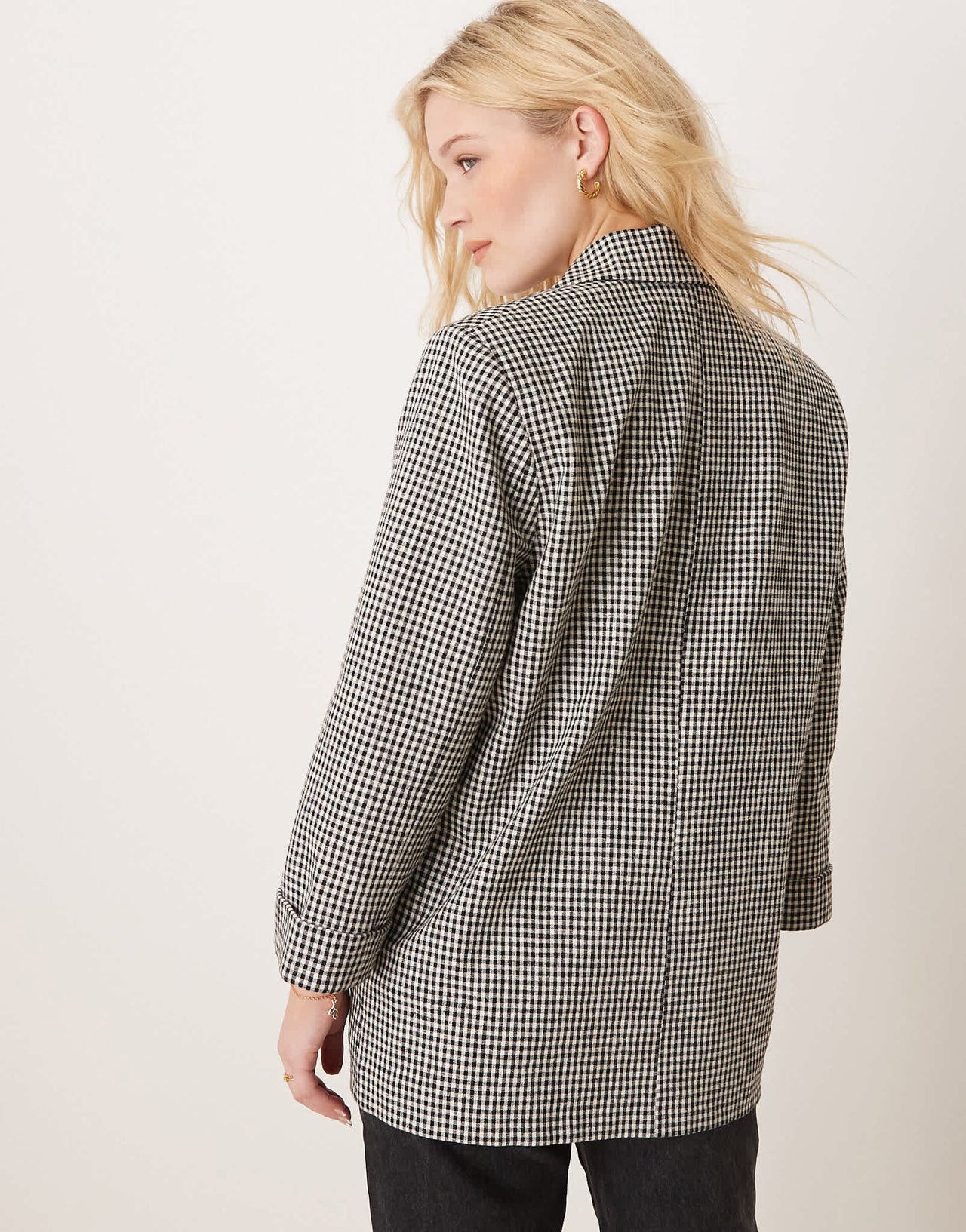Abercrombie & Fitch slouchy double breasted blazer in black gingham