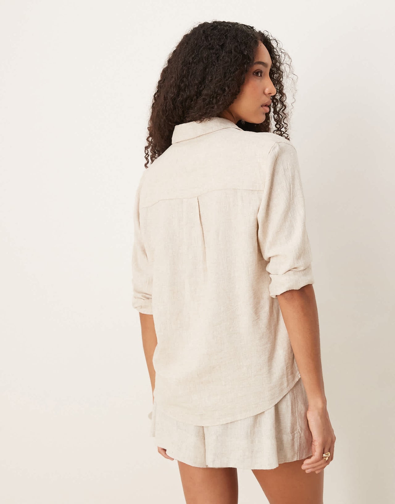 Abercrombie & Fitch long sleeve relaxed linen shirt in grey