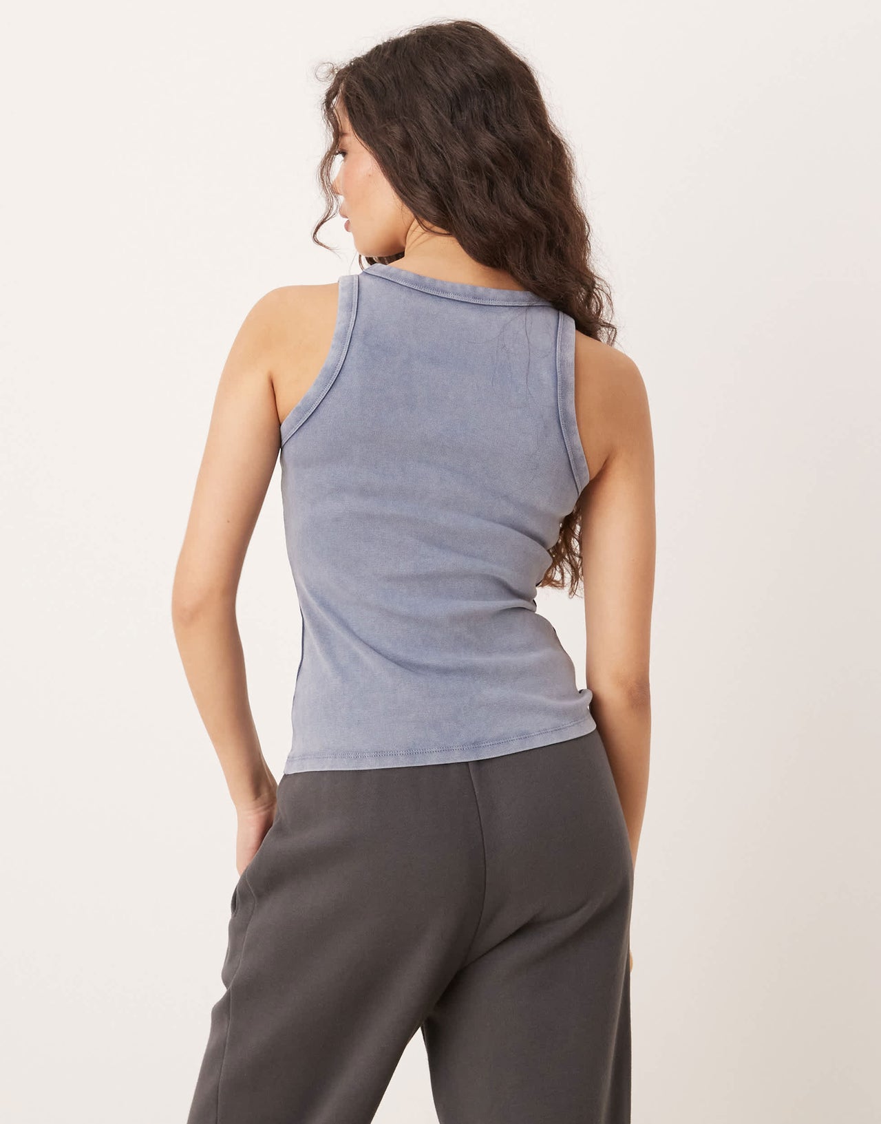 Abercrombie & Fitch vintage rib crew neck tank top in washed blue