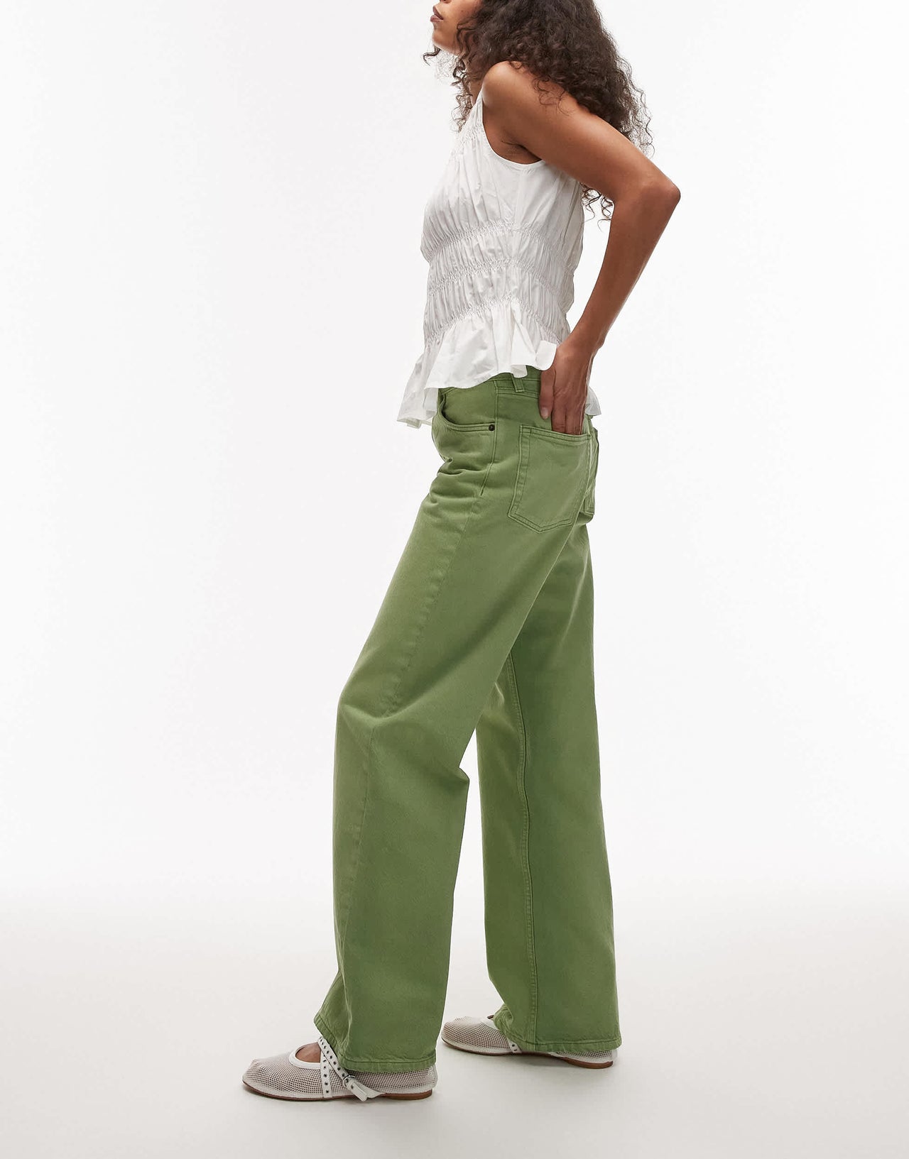 Topshop Ember low rise straight leg jean in lime green