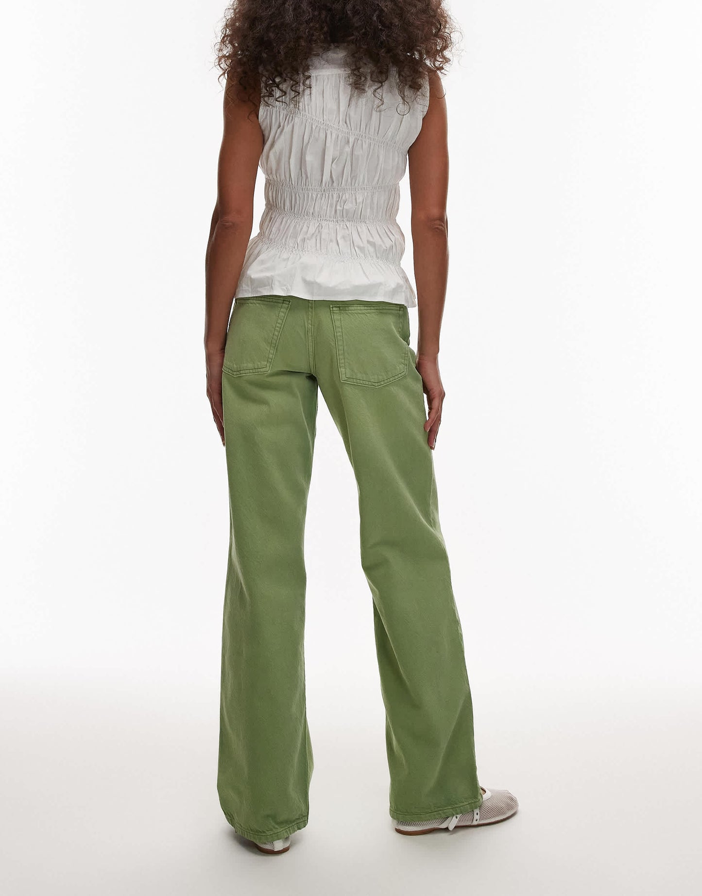 Topshop Ember low rise straight leg jean in lime green