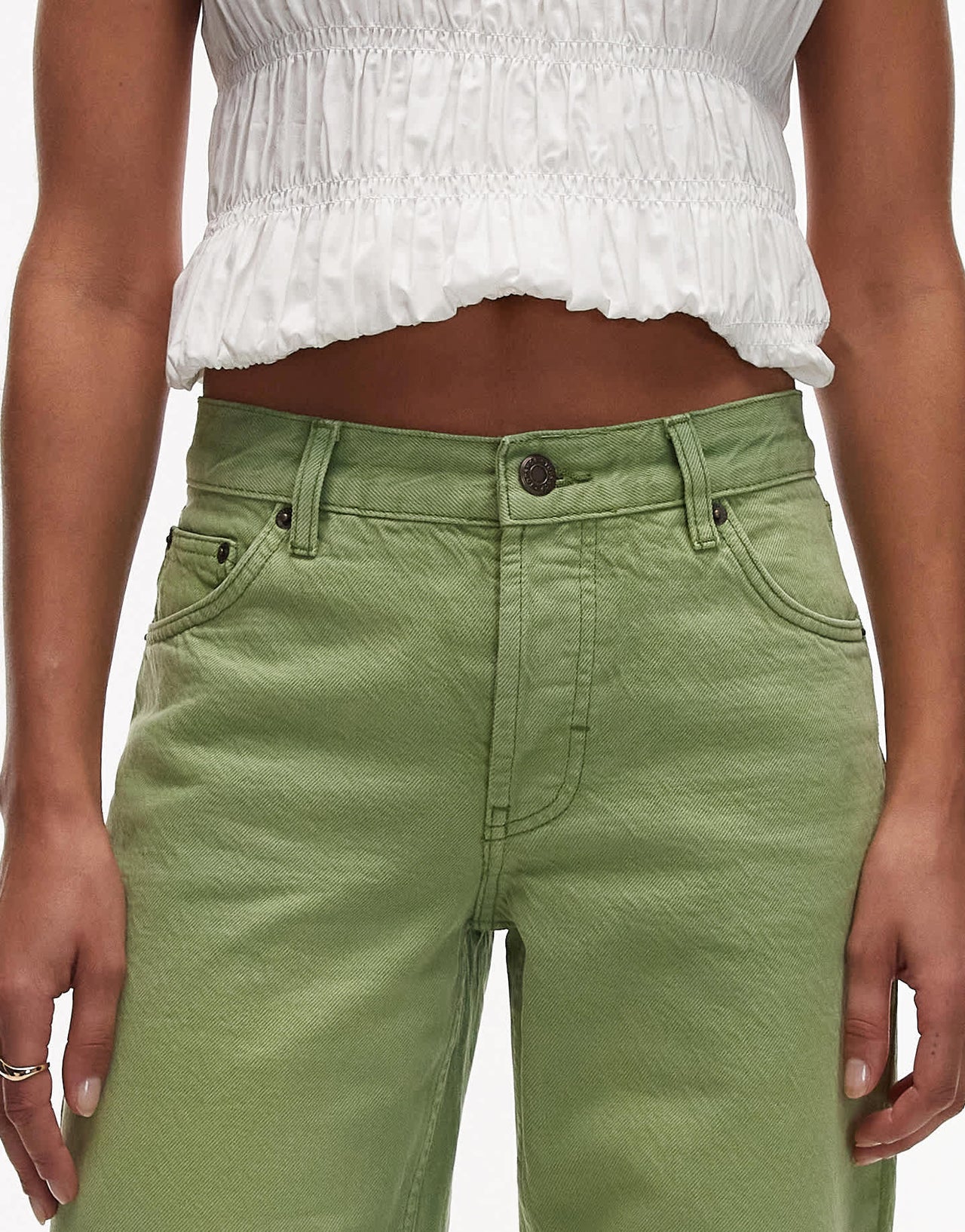 Topshop Ember low rise straight leg jean in lime green
