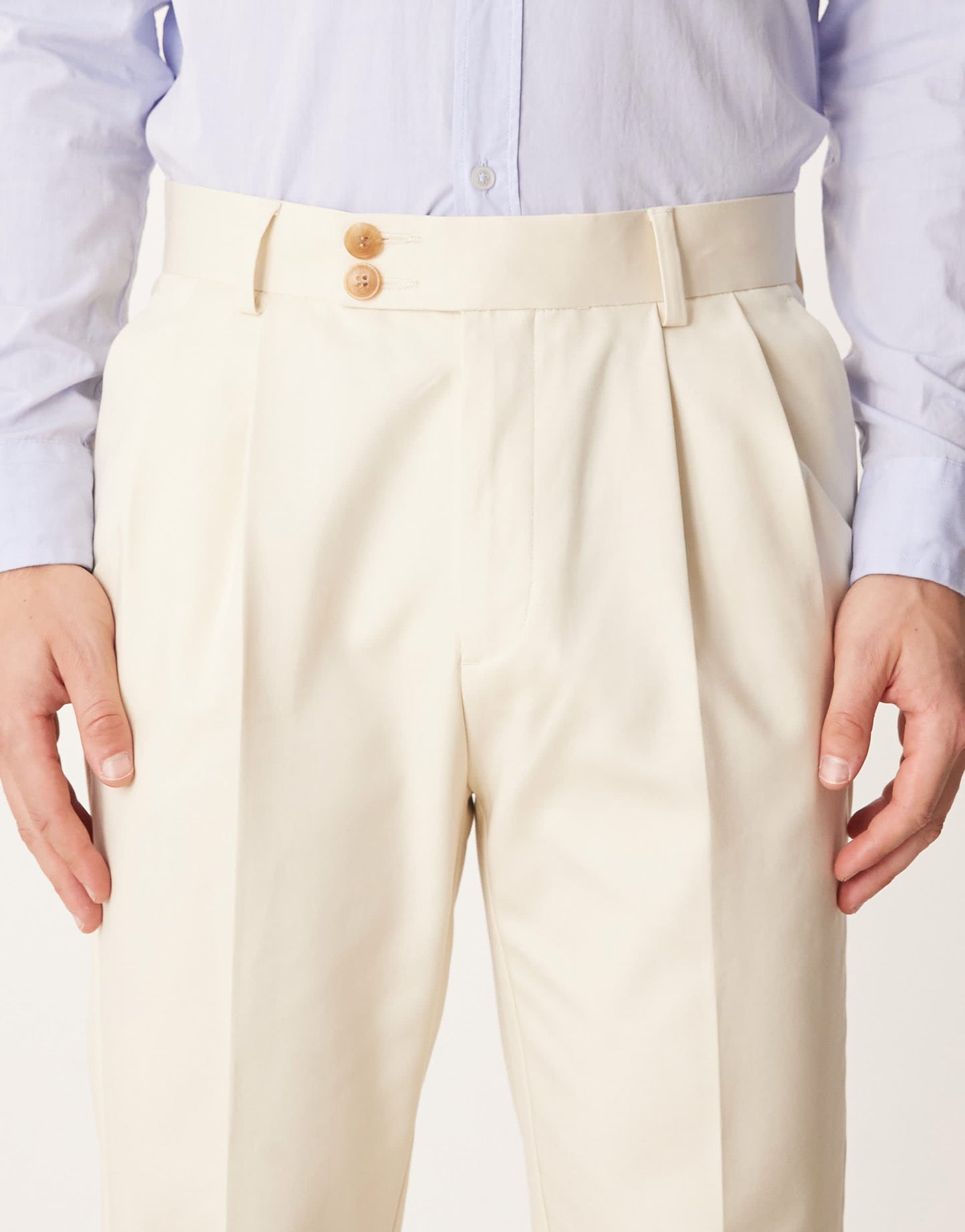 ASOS DESIGN smart tapered trousers with exposed button in beige