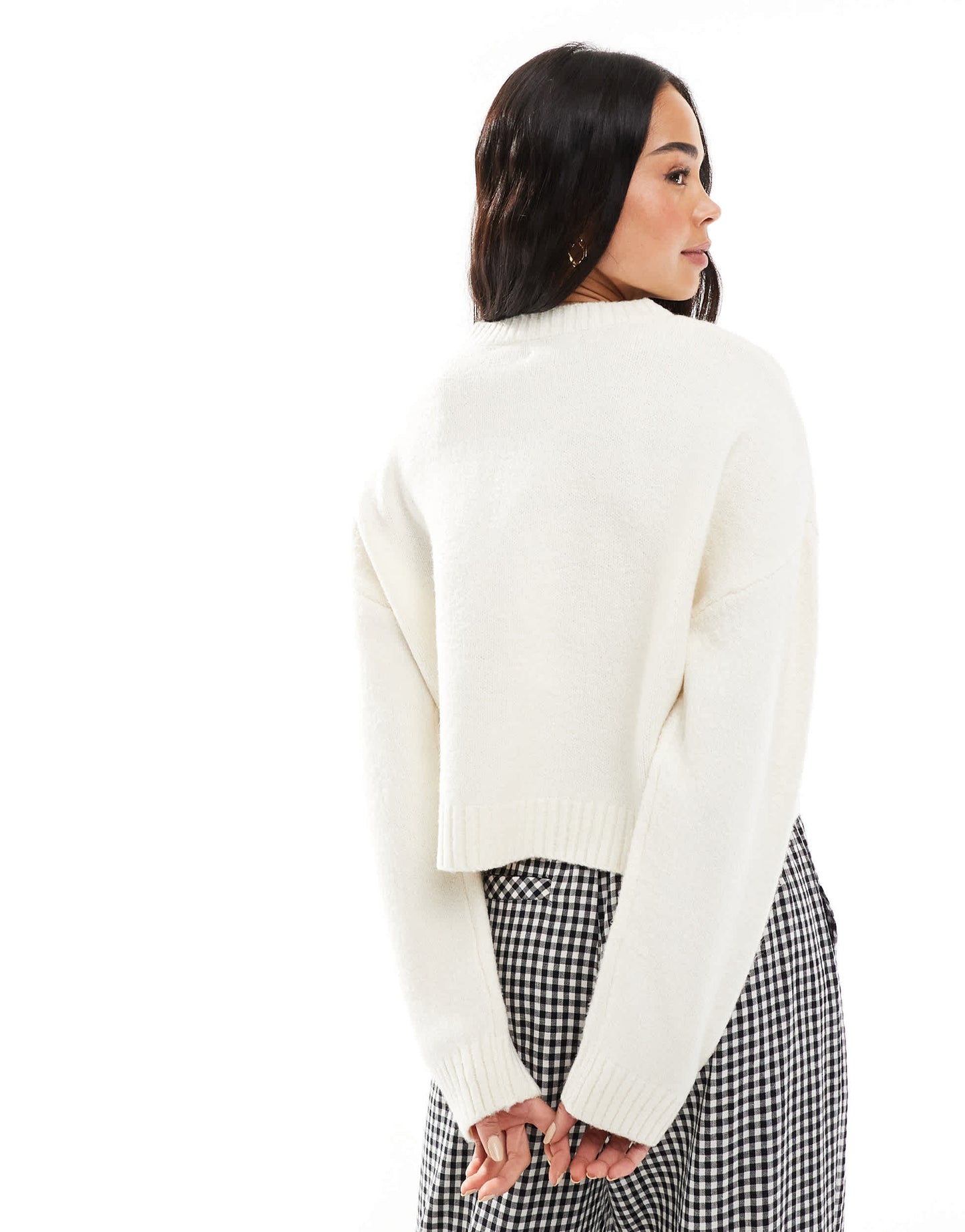 Brave Soul cardigan with bow front ties in cream and black