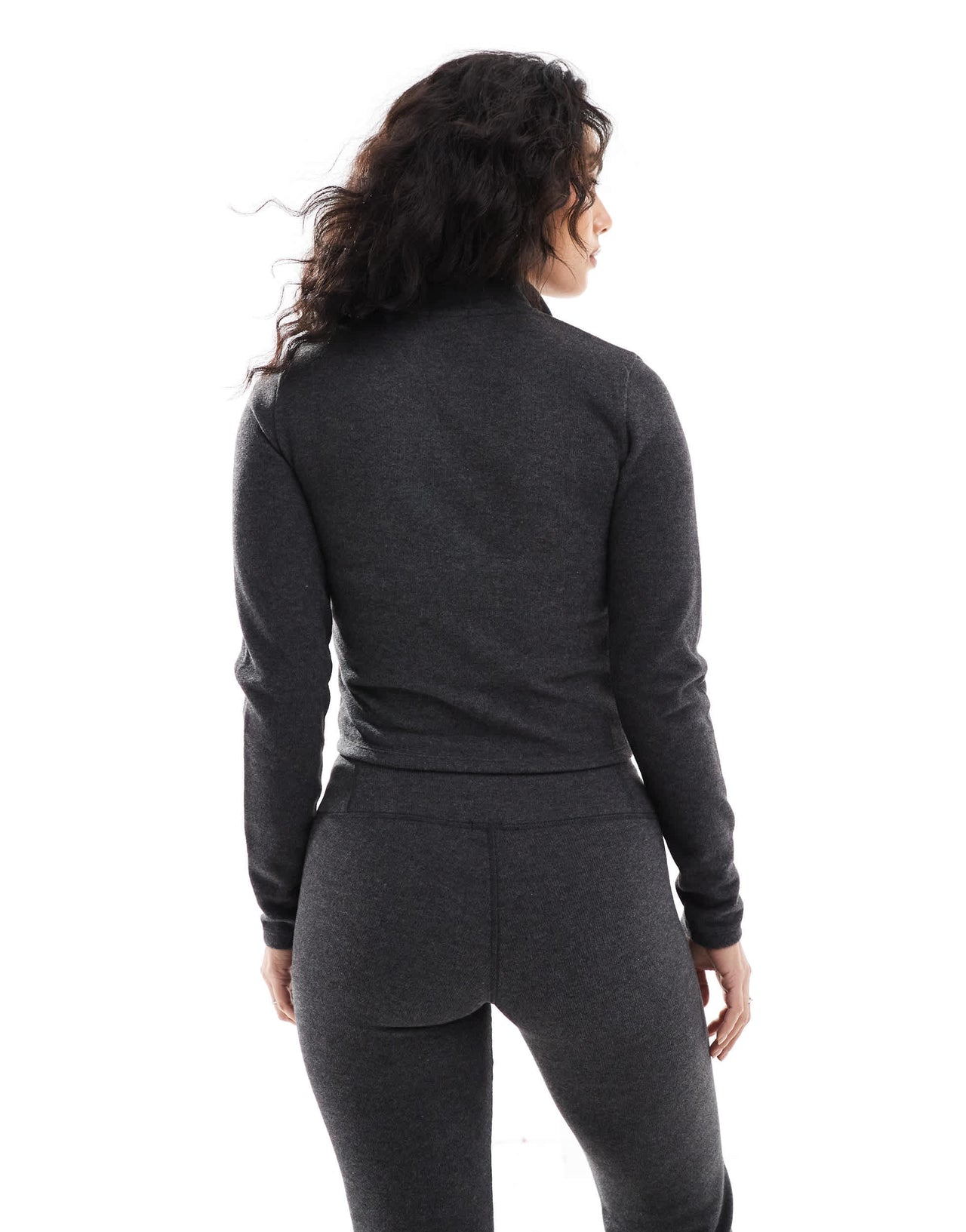 Stradivarius co ord double zip jacket in grey