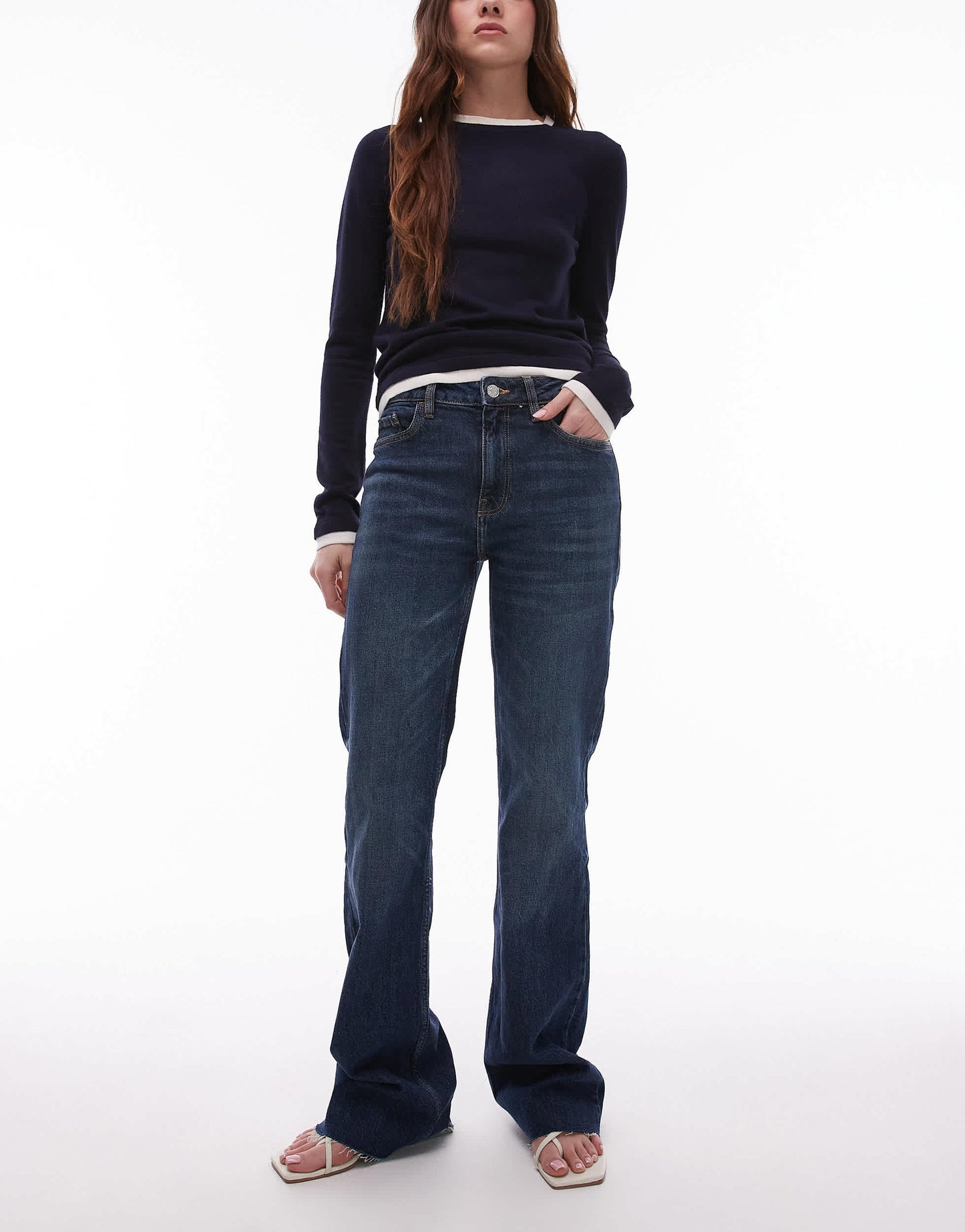 Mango Fiona flare leg jean in indigo blue
