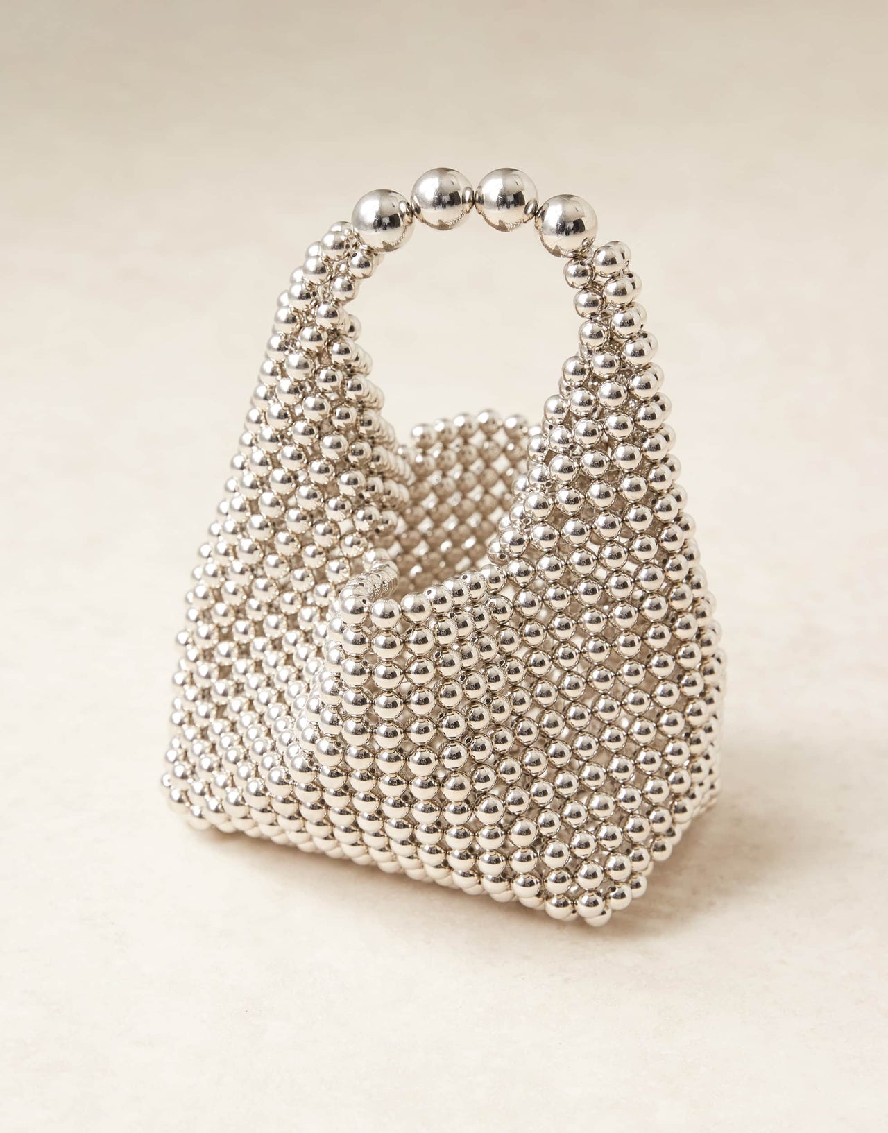 ASOS DESIGN beaded scoop grab bag in silver