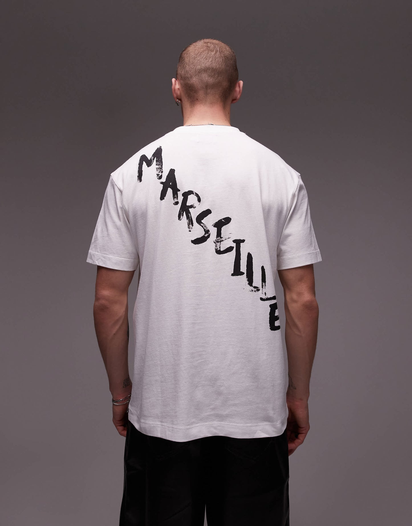 Topman t-shirt front and back Marseille print in white