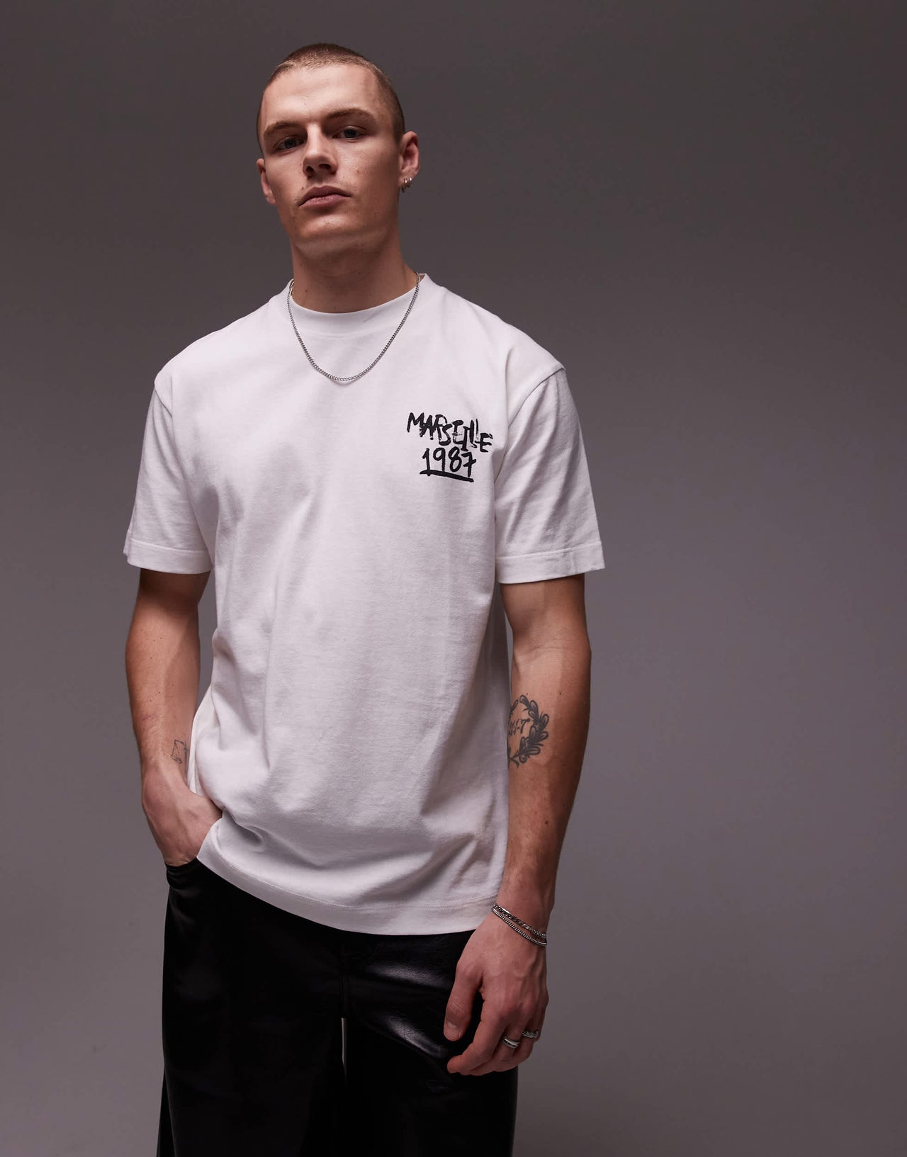 Topman t-shirt front and back Marseille print in white