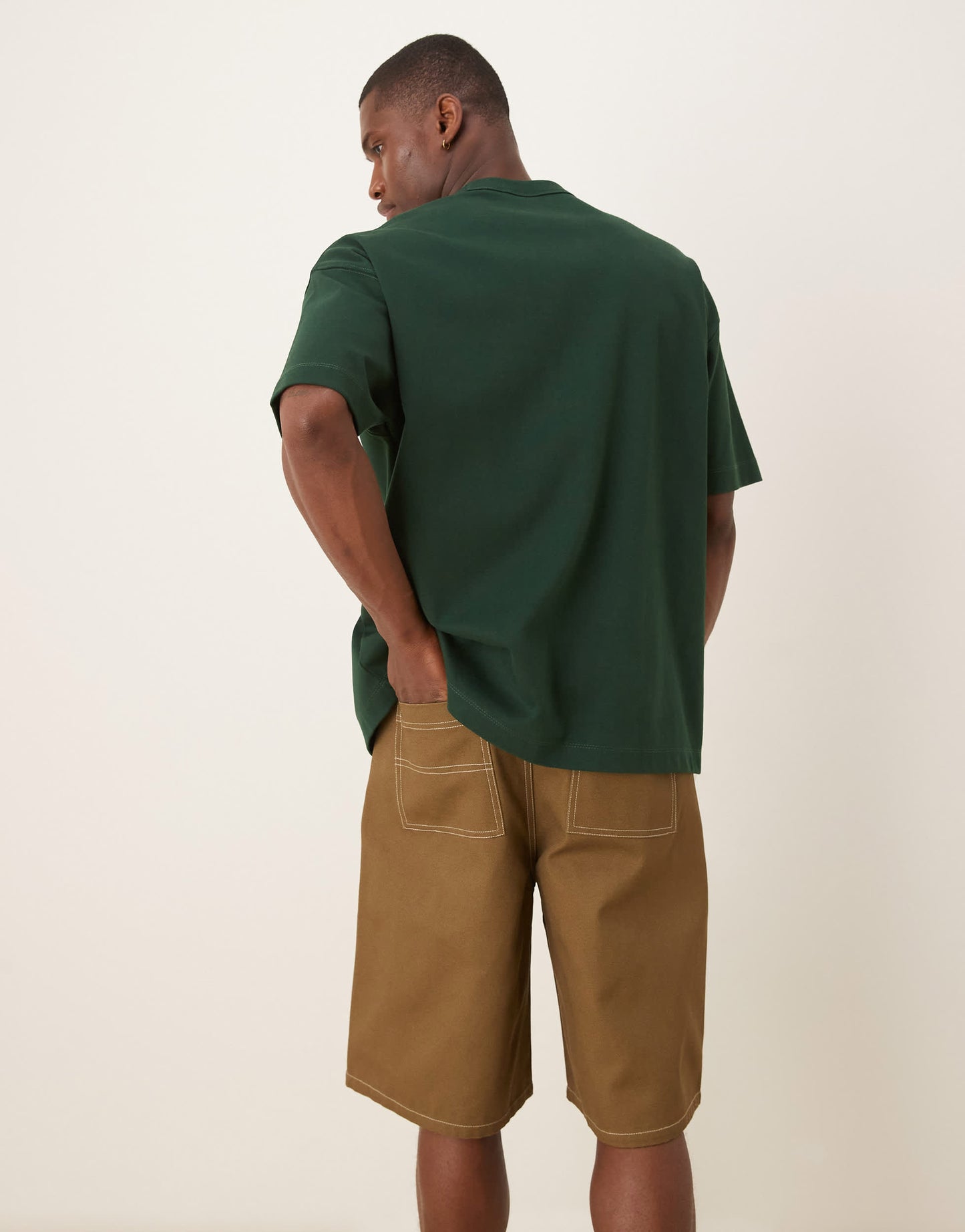 ASOS DESIGN long length shorts with carpenter detailing in brown