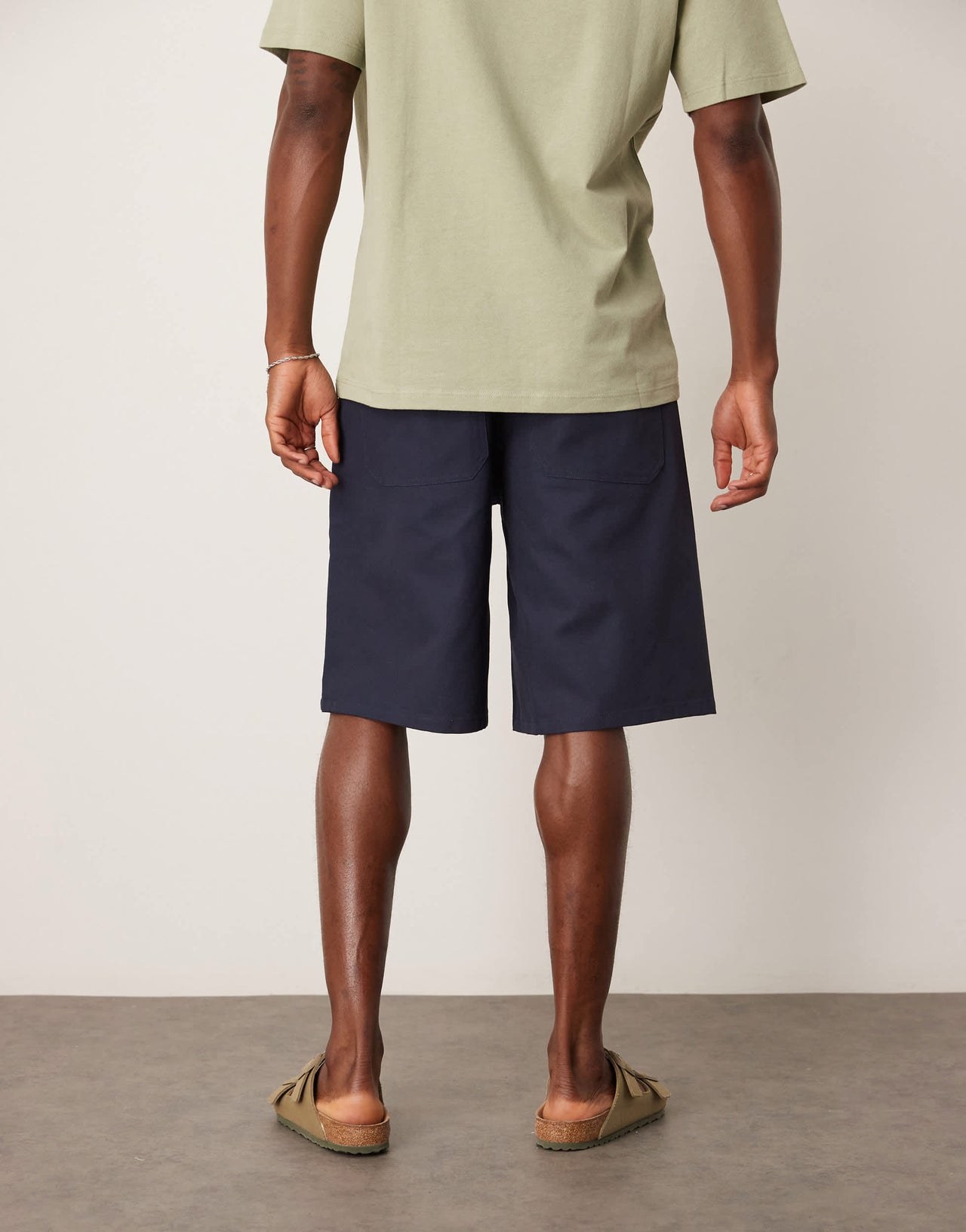 ASOS DESIGN long length canvas short in navy