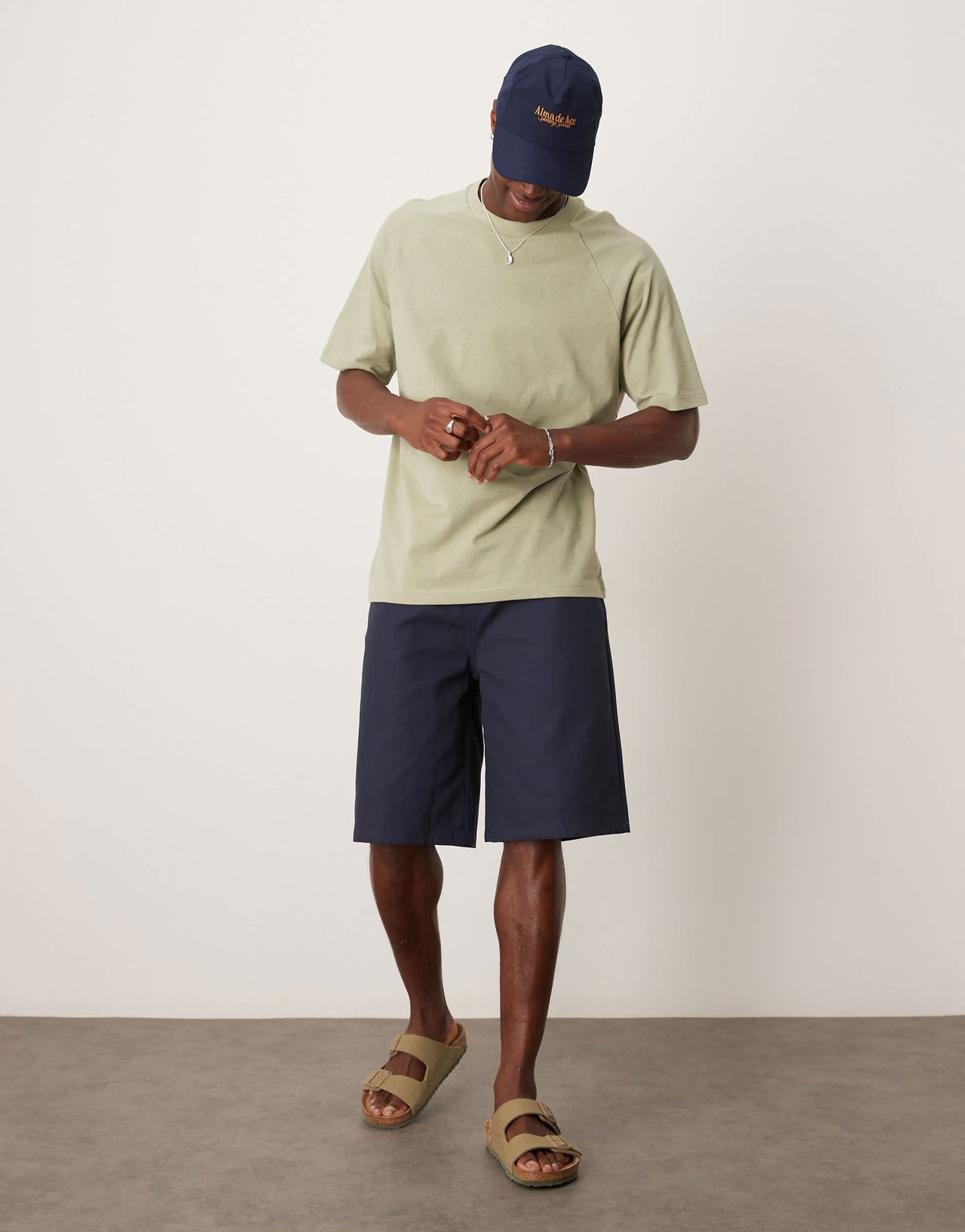 ASOS DESIGN long length canvas short in navy