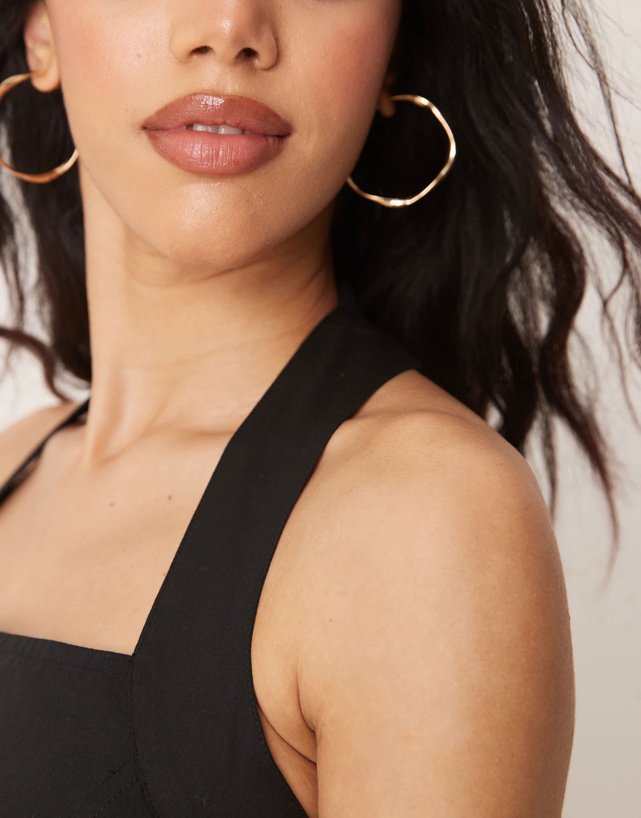 ASOS DESIGN halter mini sundress with ruffle hem in black